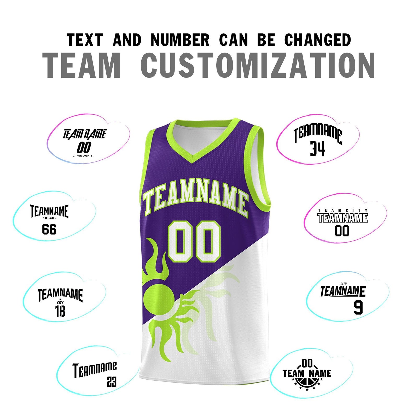 Custom Youth Basketball Jerseys - Purple White Radiant Sun Design Two Tone Uniforms