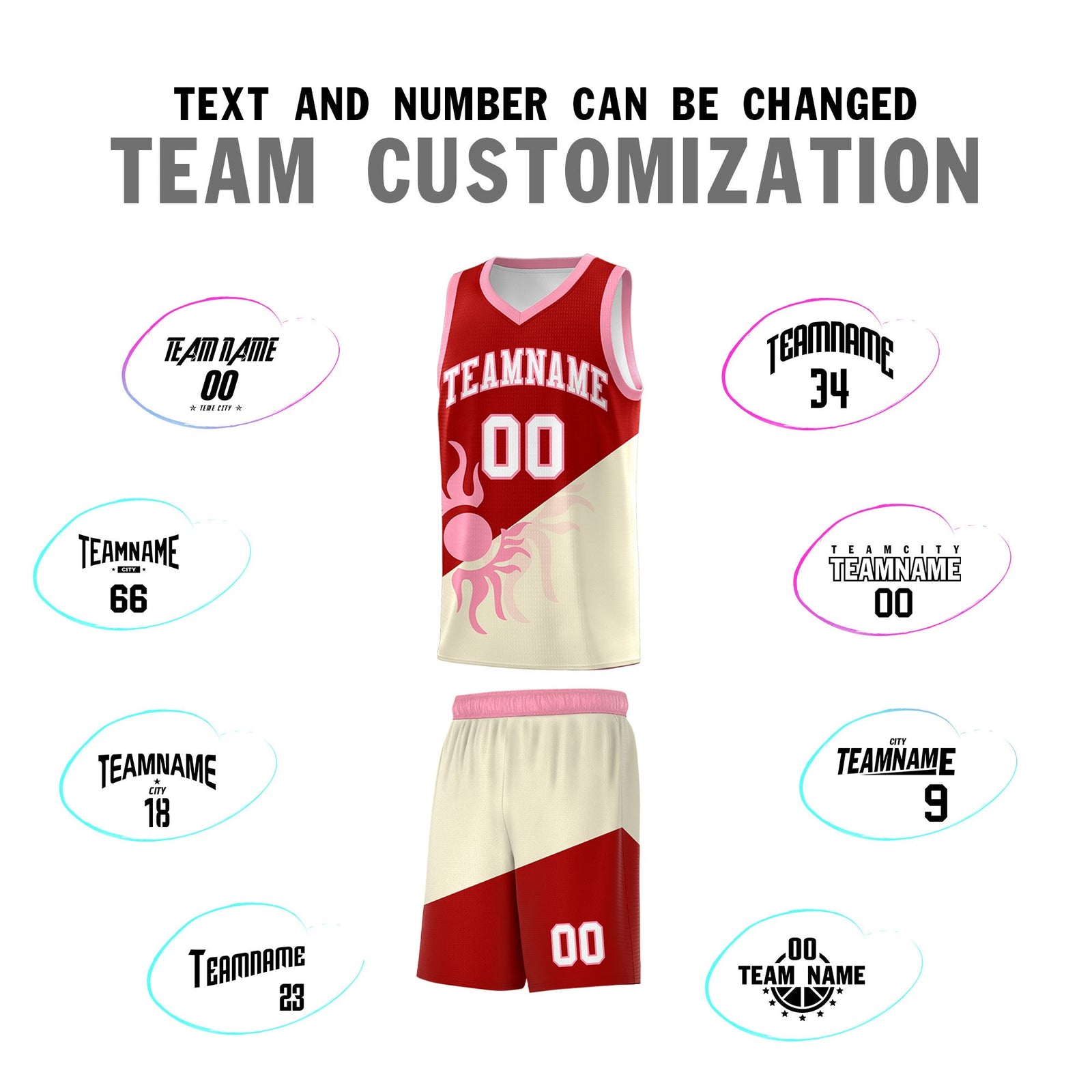 Custom Youth Basketball Jerseys - Red Light Khaki Radiant Sun Design Two Tone Uniforms