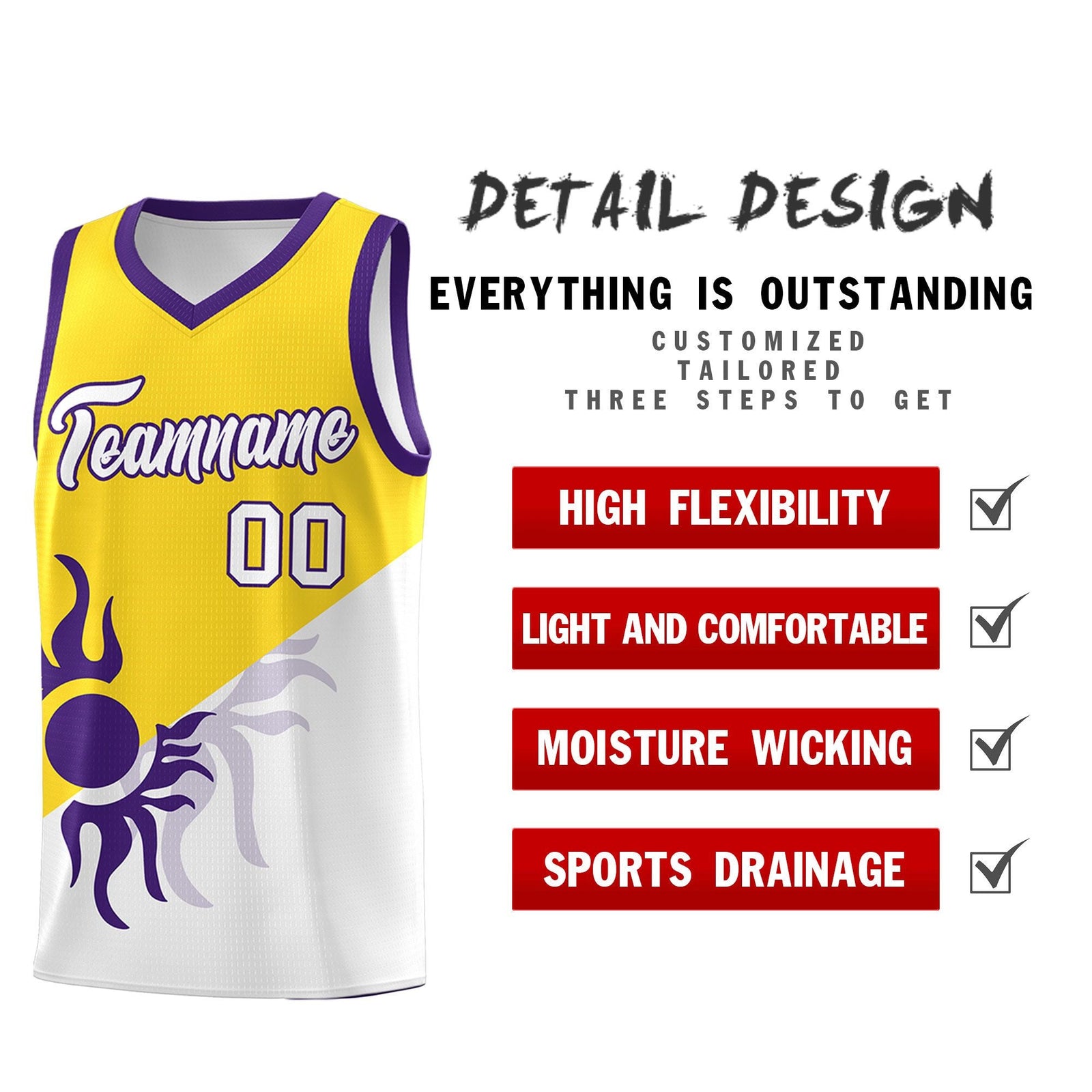 Custom Youth Basketball Jerseys - Gold White Radiant Sun Design Two Tone Uniforms