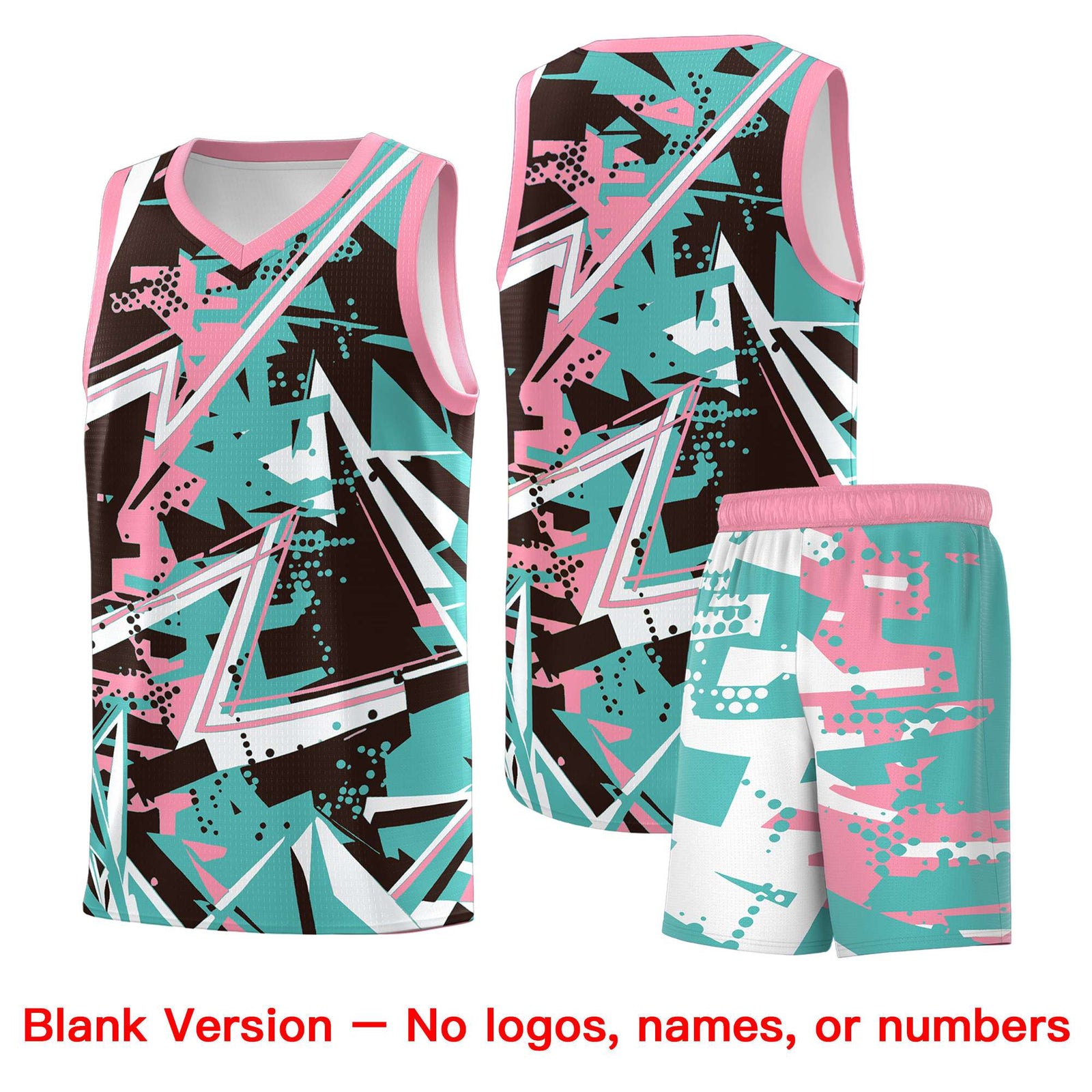 Custom Youth Basketball Jerseys Teal Pink Abstract Graffiti Urban Style Personalized Uniform