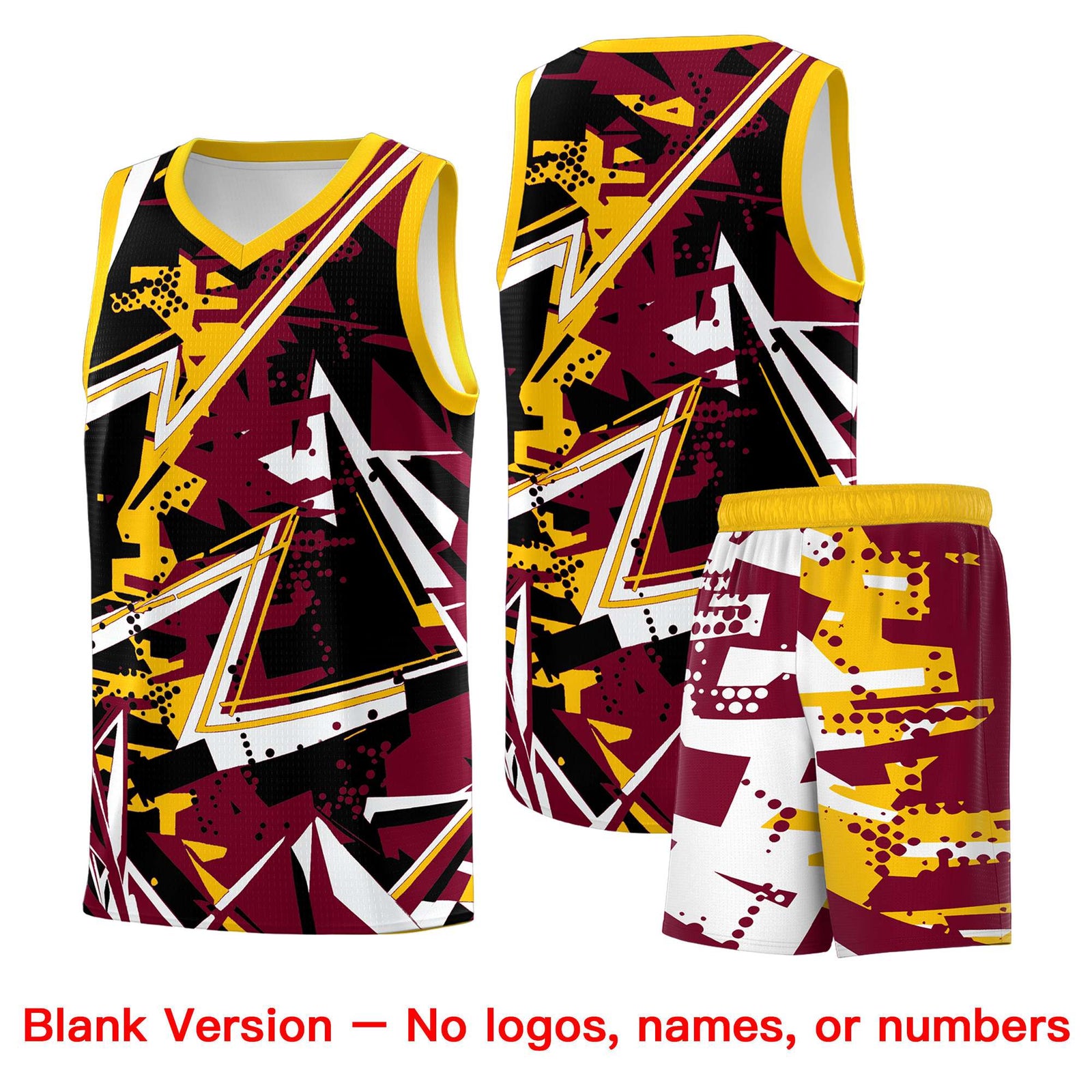 Custom Youth Basketball Jerseys Crimson Yellow Abstract Graffiti Urban Style Personalized Uniform