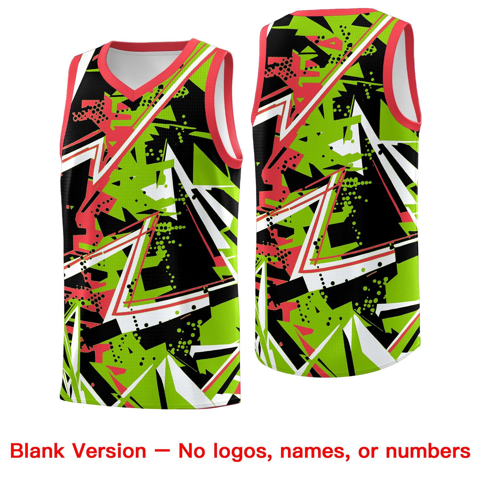 Custom Youth Basketball Jerseys Neon Green Light Red Abstract Graffiti Personalized Street Style Uniform