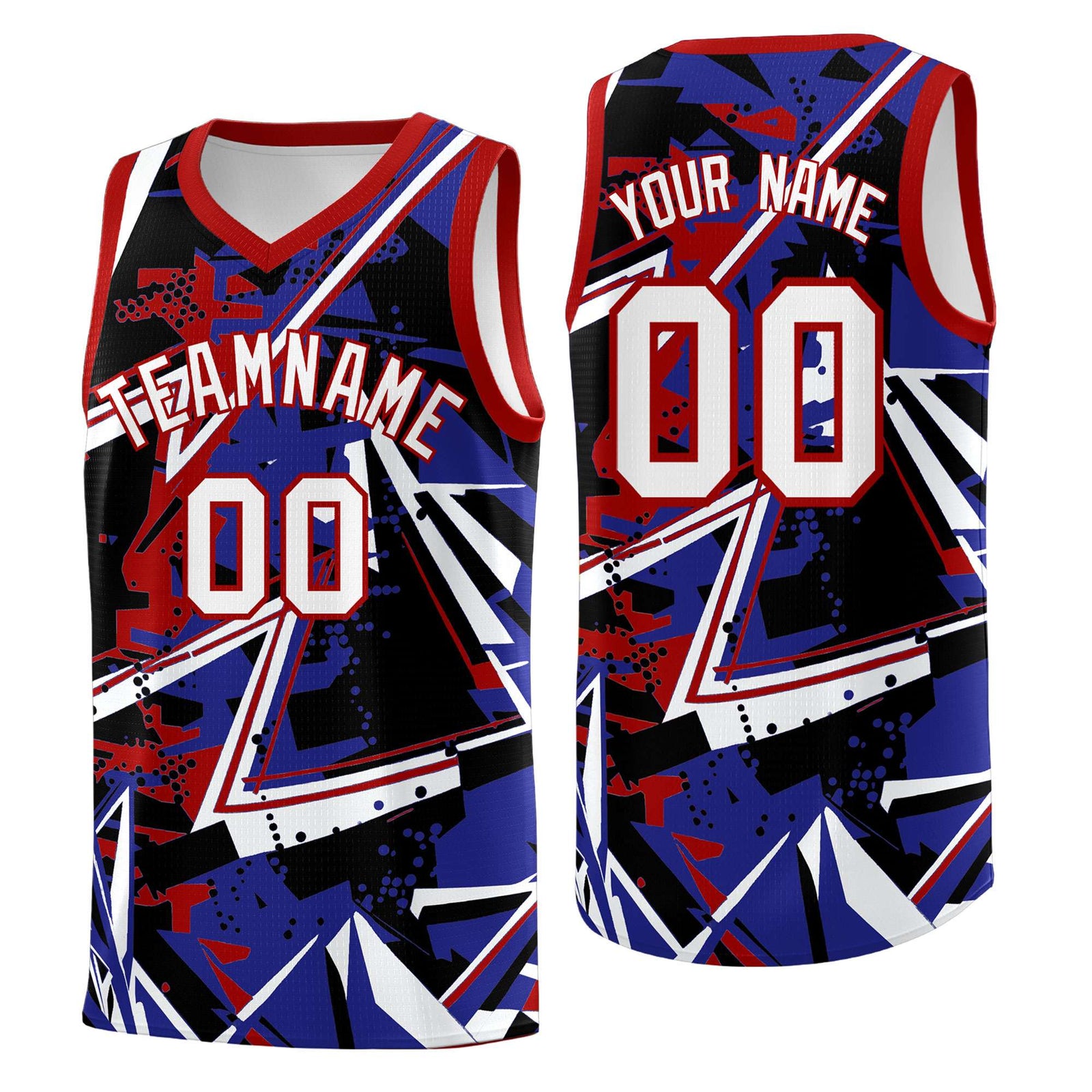 Custom Youth Basketball Jerseys Royal Red Abstract Graffiti Urban Style Personalized Uniform
