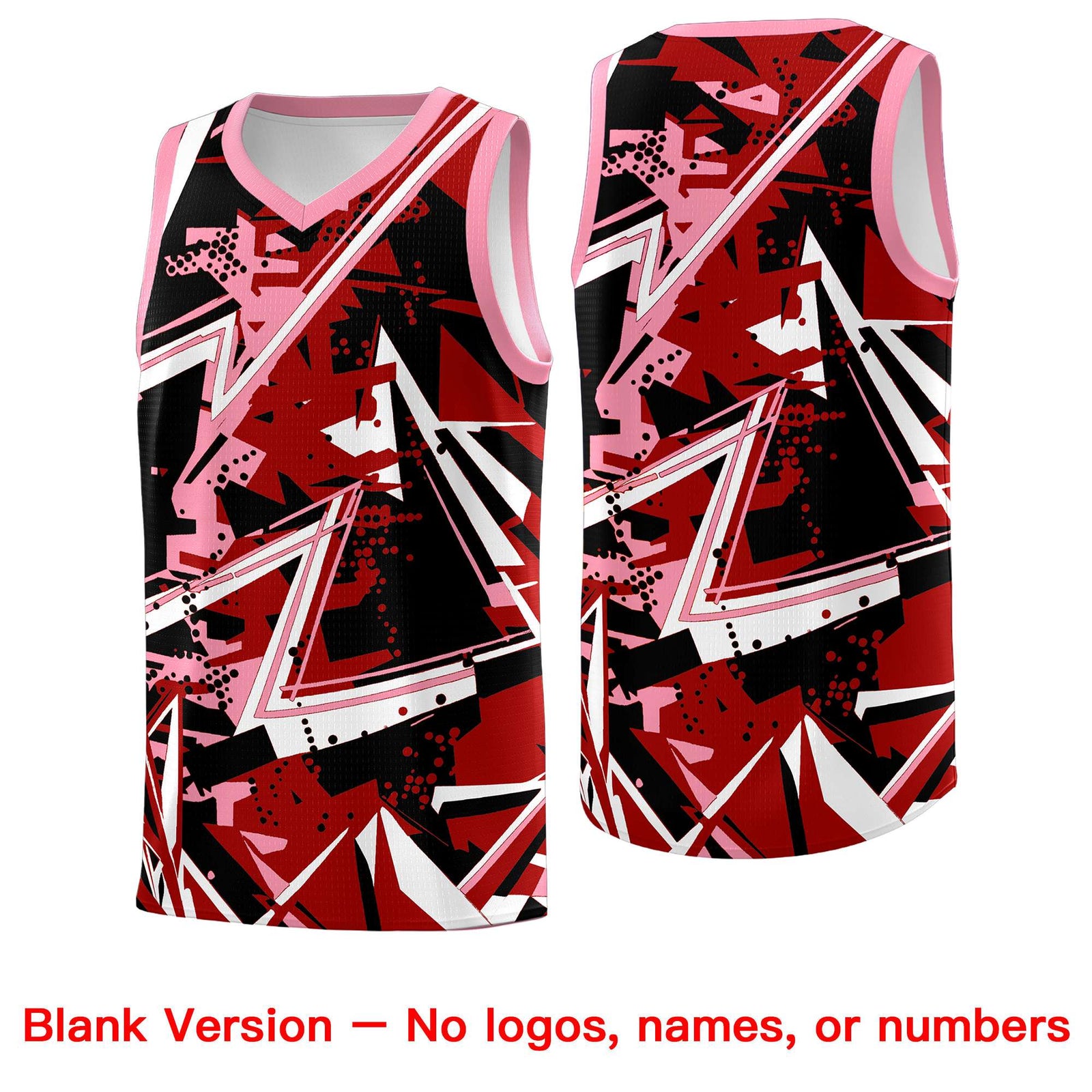 Custom Youth Basketball Jerseys Red Light Pink Abstract Graffiti Personalized Street Style Uniform