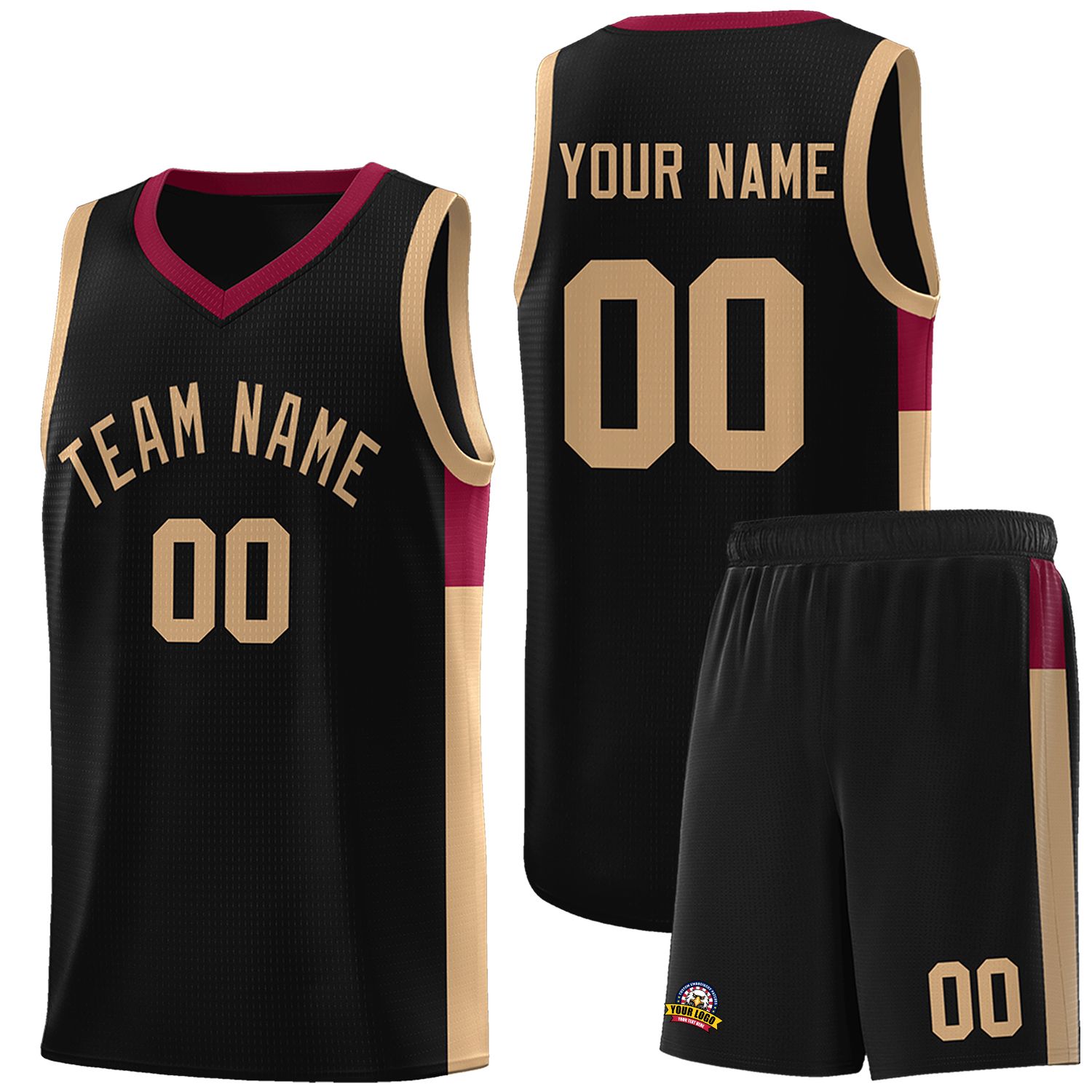 Custom Black Old Gold Side Two-Tone Classic Sports Uniform Basketball Jersey