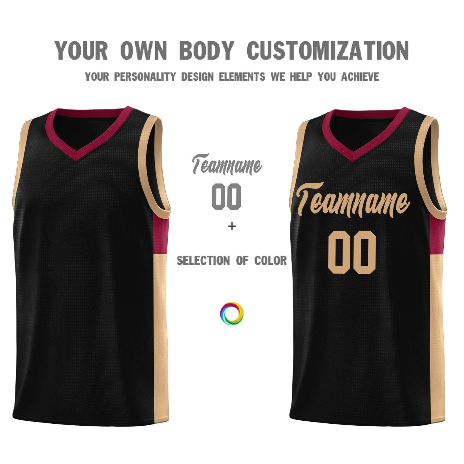 Custom Black Old Gold Side Two-Tone Classic Sports Uniform Basketball Jersey