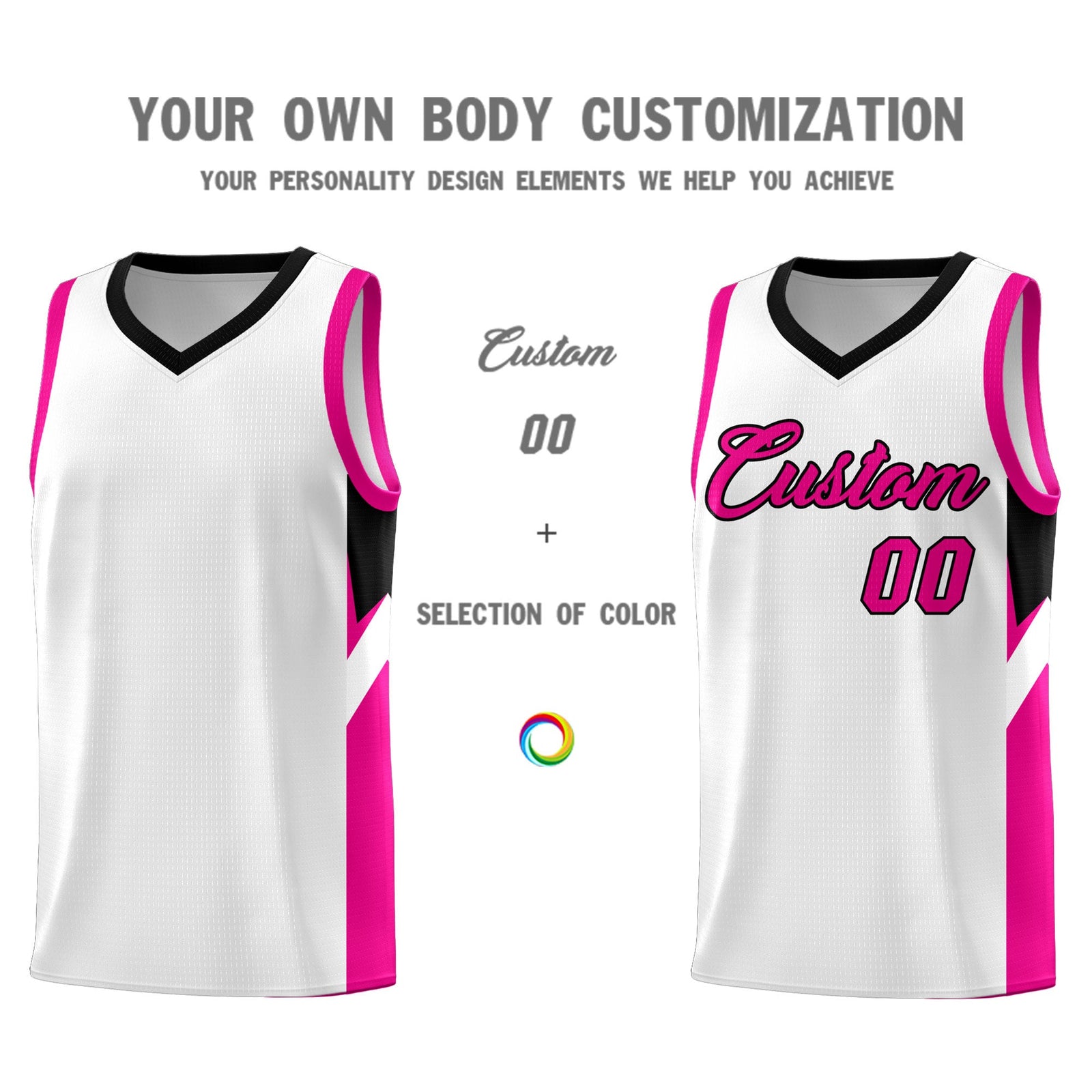 Custom White Black Side Design Sets Sports Uniform Basketball Jersey