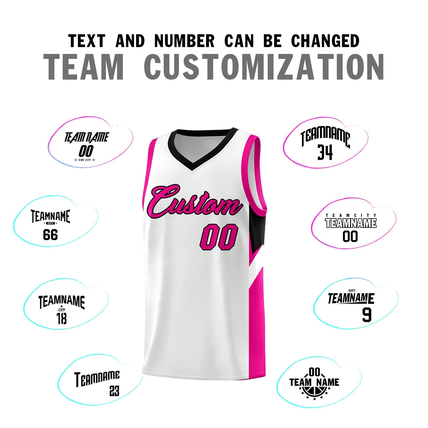 Custom White Black Side Design Sets Sports Uniform Basketball Jersey