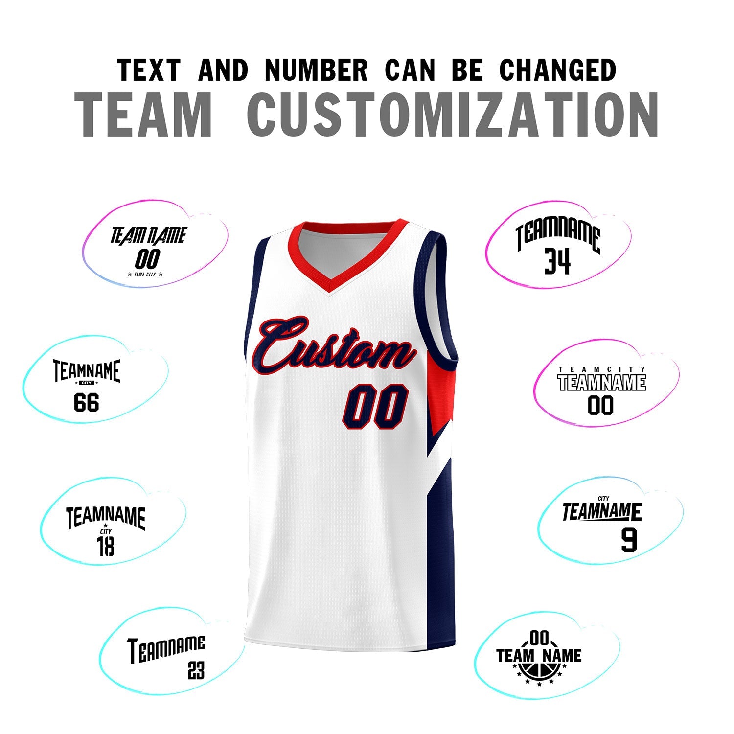 Custom White Red Side Design Sets Sports Uniform Basketball Jersey