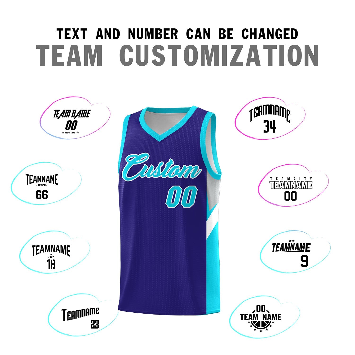 Custom Royal Sky Blue Side Design Sets Sports Uniform Basketball Jersey