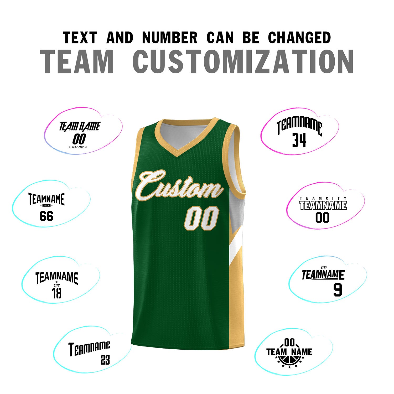 Custom Green Buckskin Brown Side Design Sets Sports Uniform Basketball Jersey