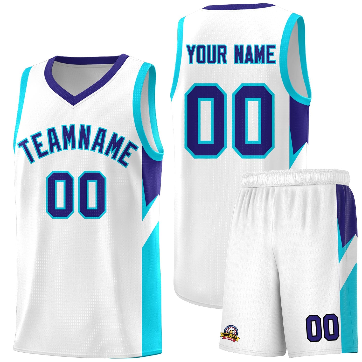Custom White Royal Side Design Sets Sports Uniform Basketball Jersey
