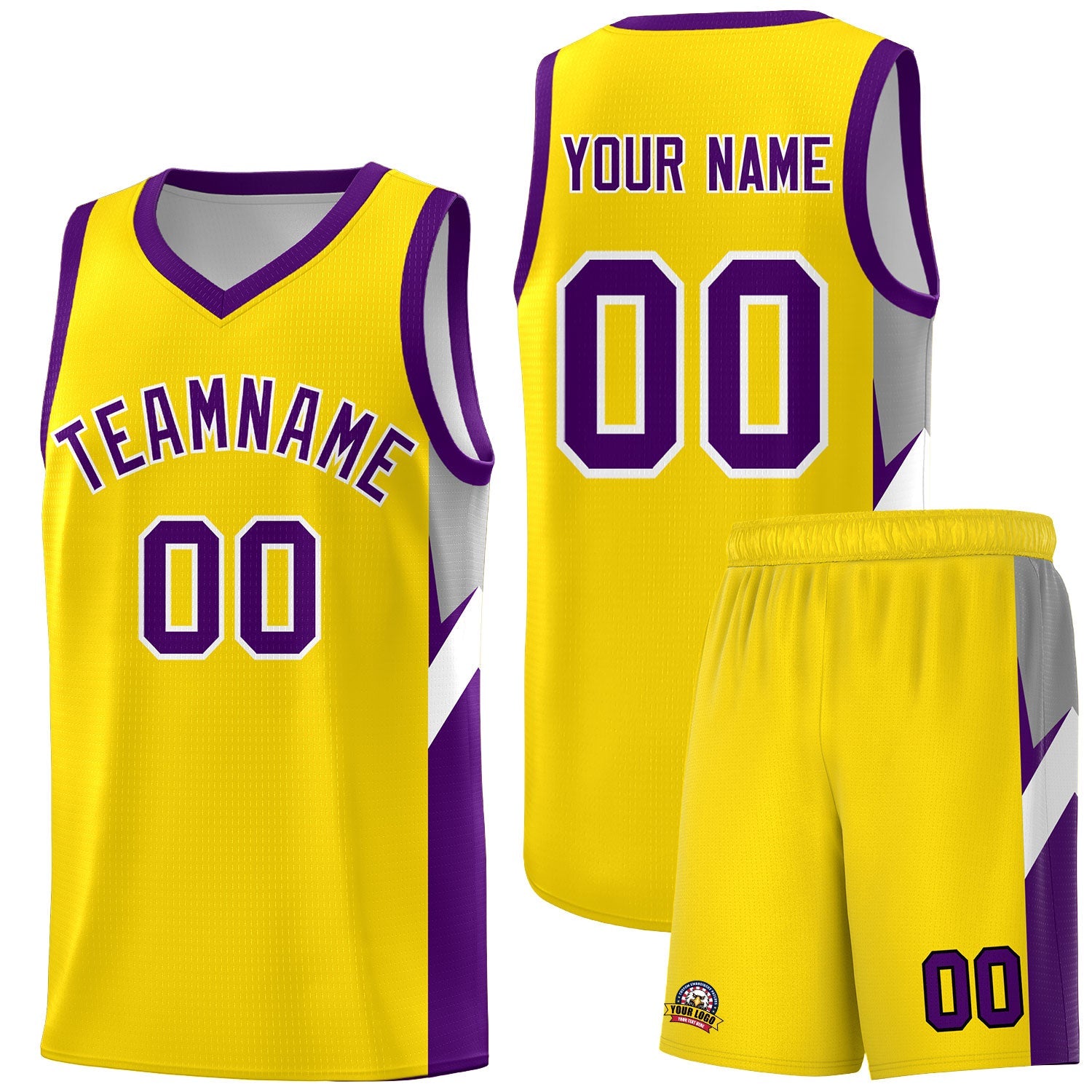 Custom Gold Purple Side Design Sets Sports Uniform Basketball Jersey