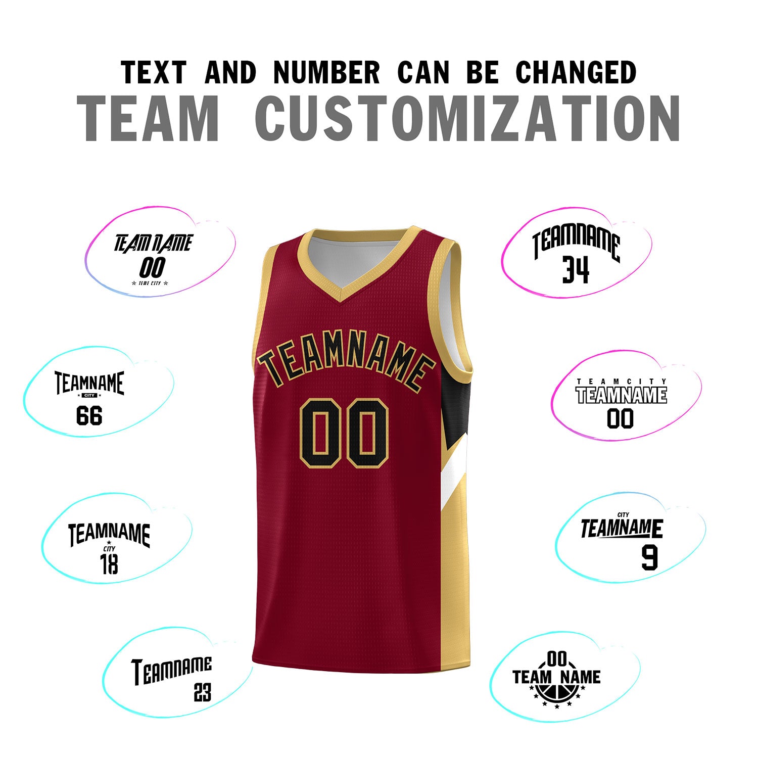 Custom Crimson Old Gold Side Design Sets Sports Uniform Basketball Jersey