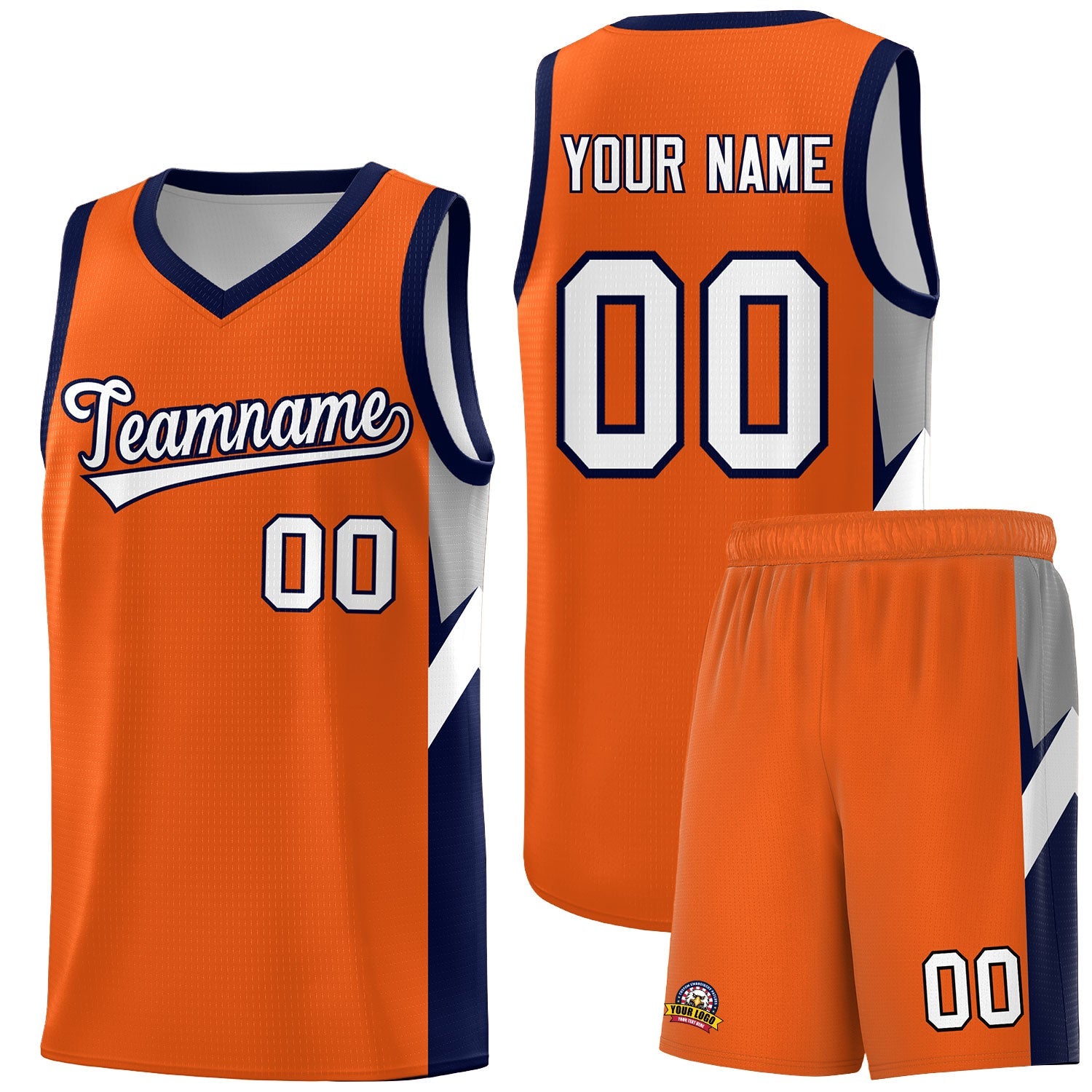 Custom Orange Navy Side Design Sets Sports Uniform Basketball Jersey