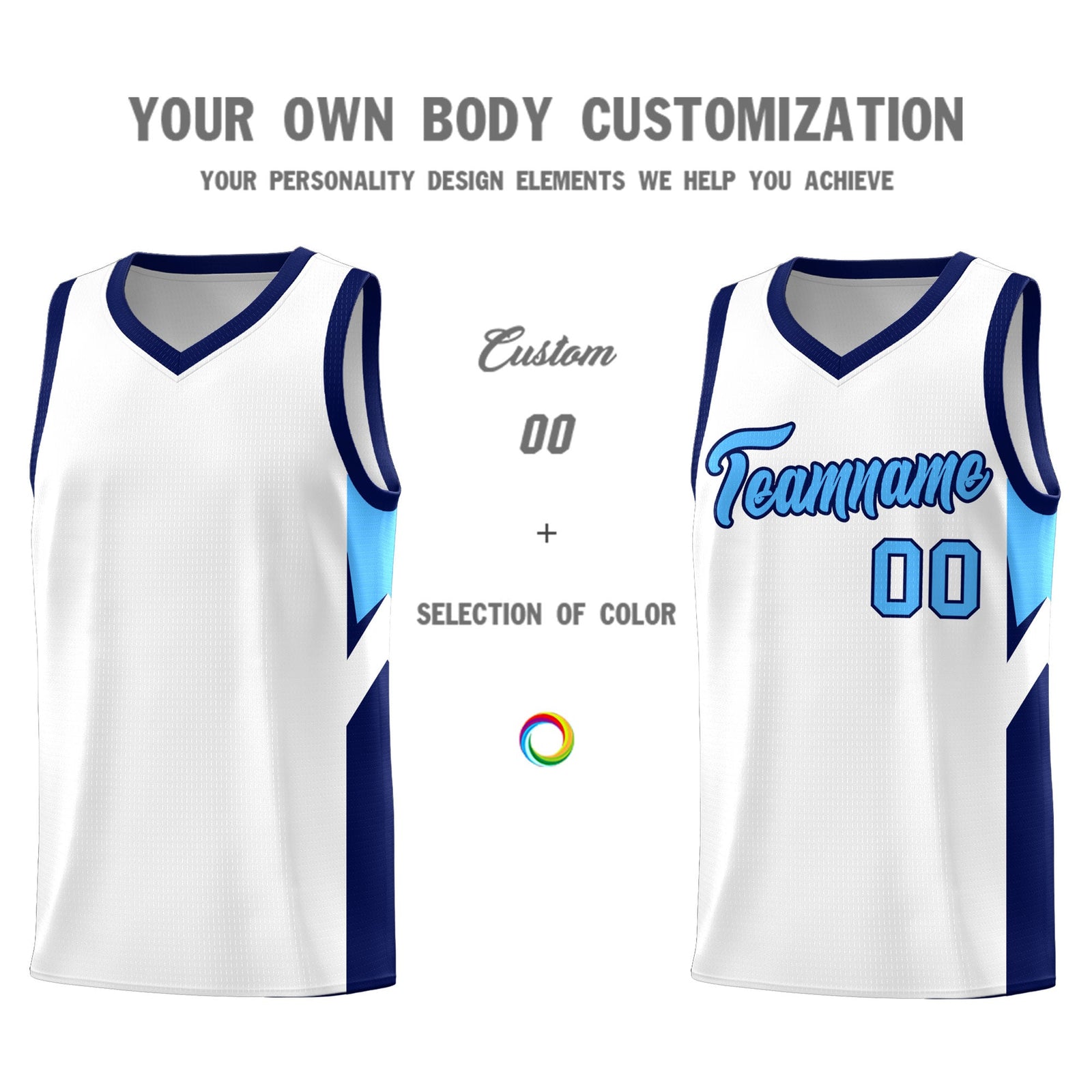 Custom White Navy Side Design Sets Sports Uniform Basketball Jersey