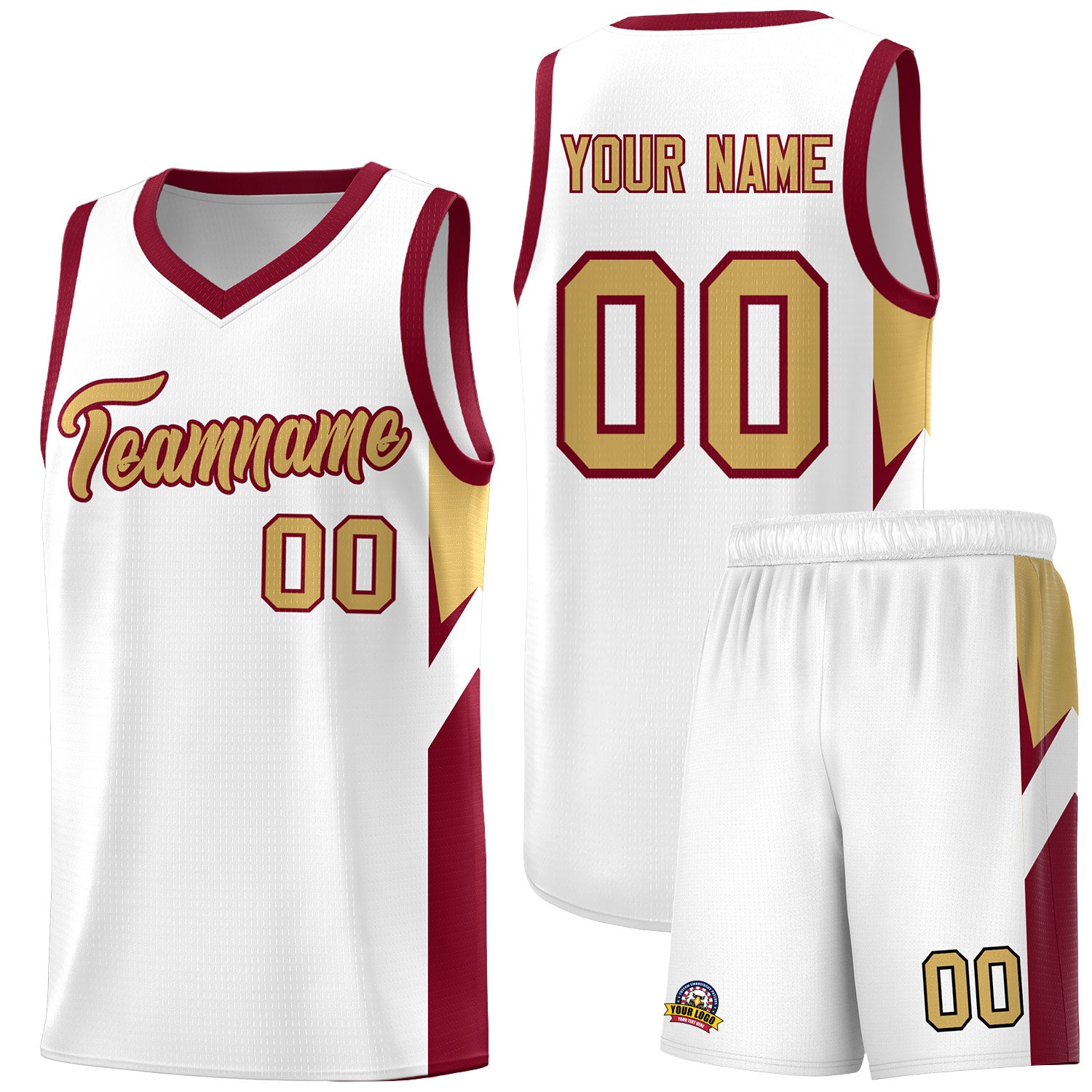 Custom White Crimson Side Design Sets Sports Uniform Basketball Jersey