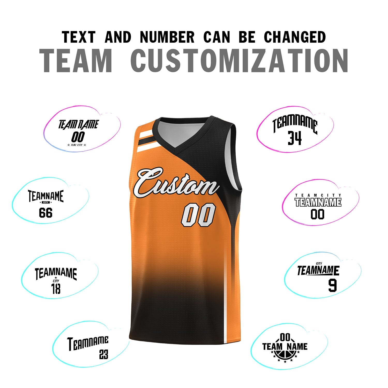 Custom Gold Orange Black Gradient Fashion Sets Sports Uniform Basketball Jersey