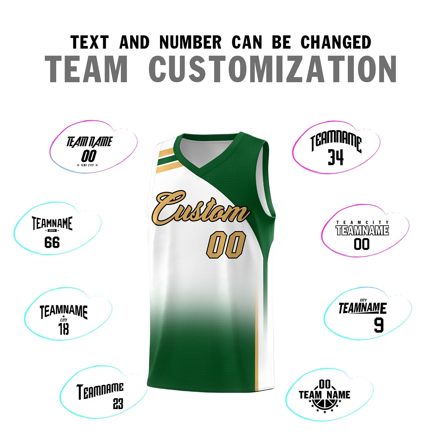 Custom White Teal Gradient Fashion Sets Sports Uniform Basketball Jersey