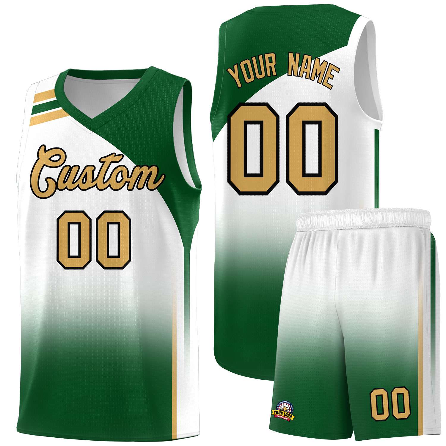 Custom White Teal Gradient Fashion Sets Sports Uniform Basketball Jersey