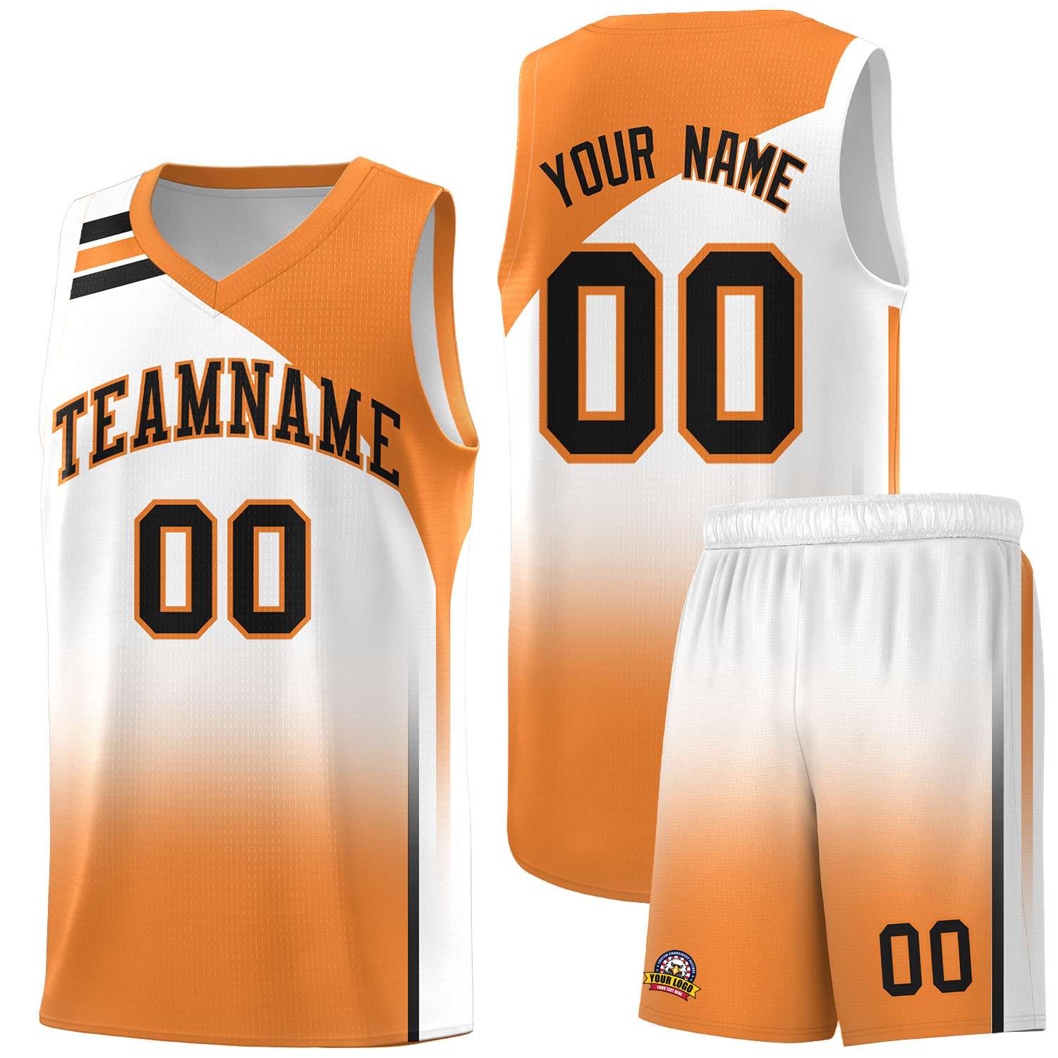 Custom White Gold Orange Gradient Fashion Sets Sports Uniform Basketball Jersey