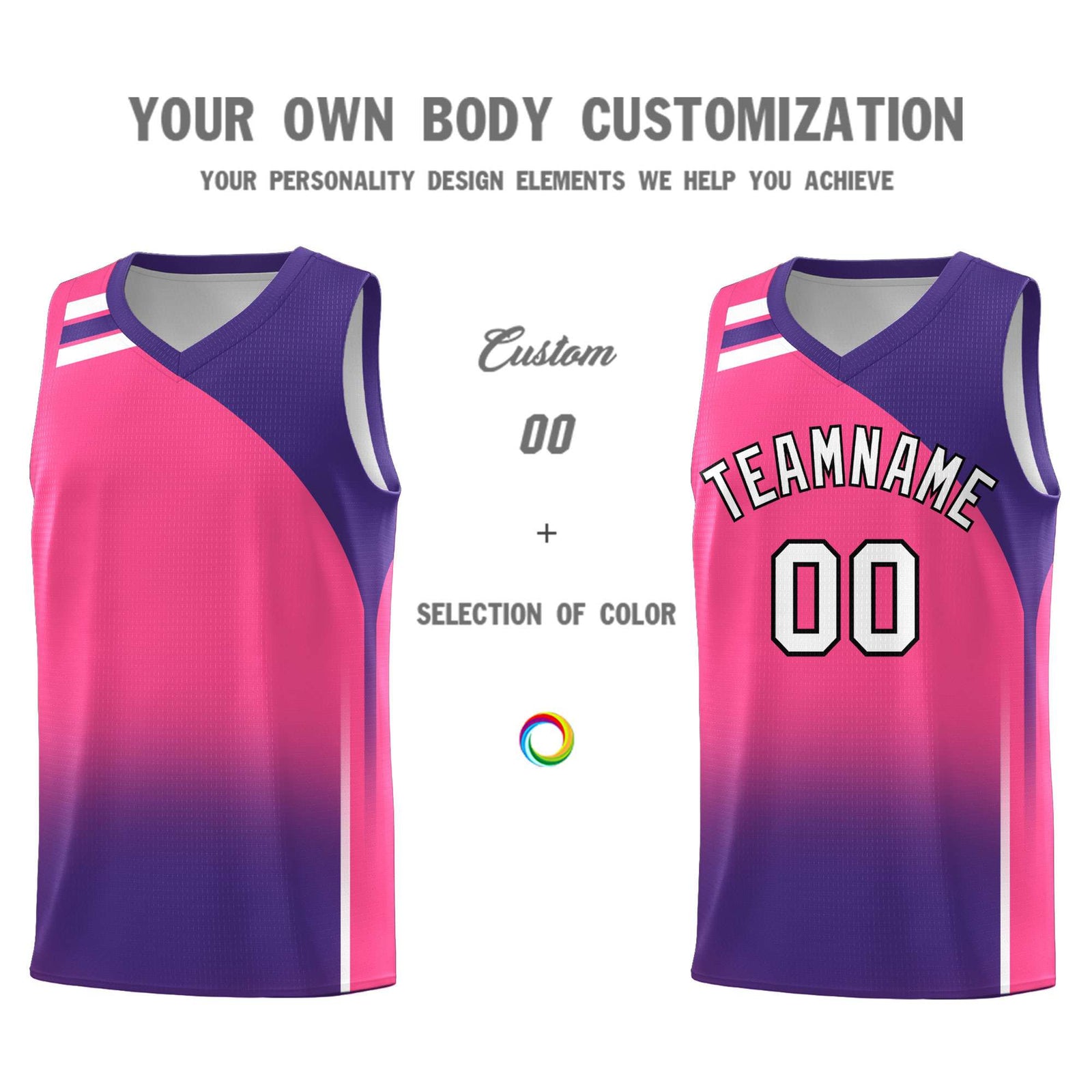 Custom Pink Purple Gradient Fashion Sets Sports Uniform Basketball Jersey