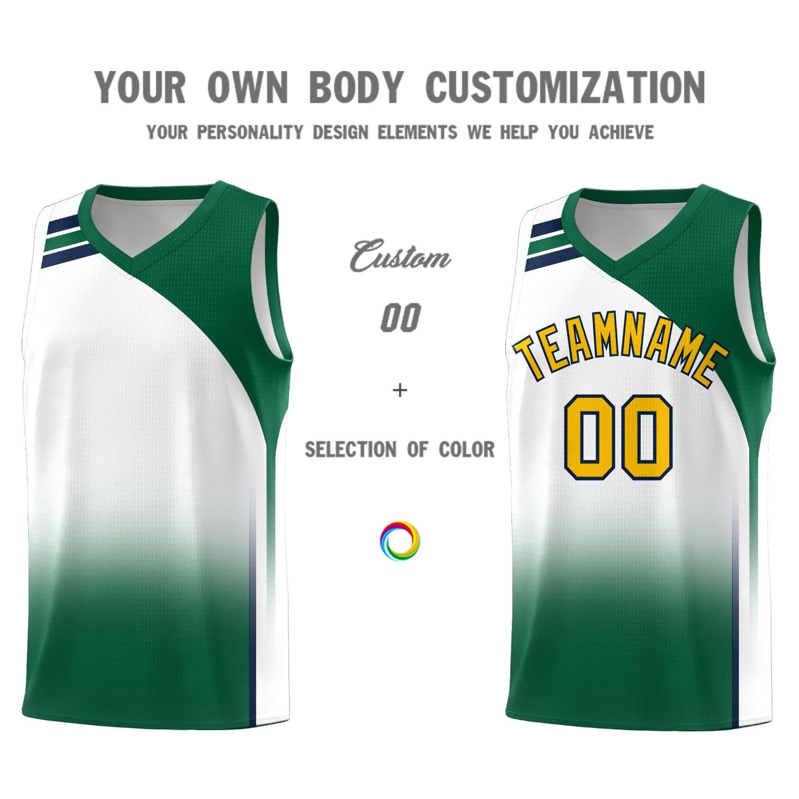 Custom White Kelly Green Gradient Fashion Sets Sports Uniform Basketball Jersey