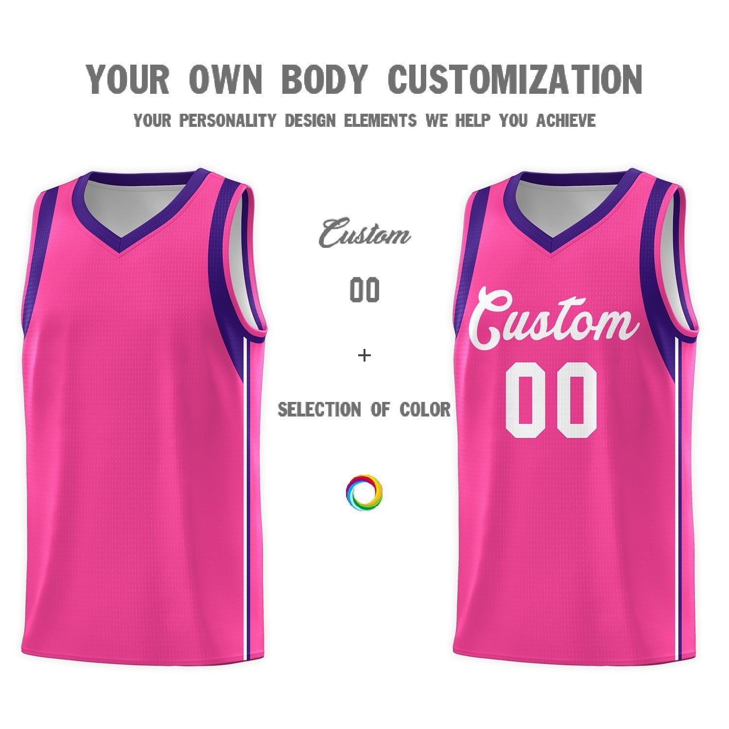 Custom Pink White Sleeve Color Blocking Classic Sports Uniform Basketball Jersey