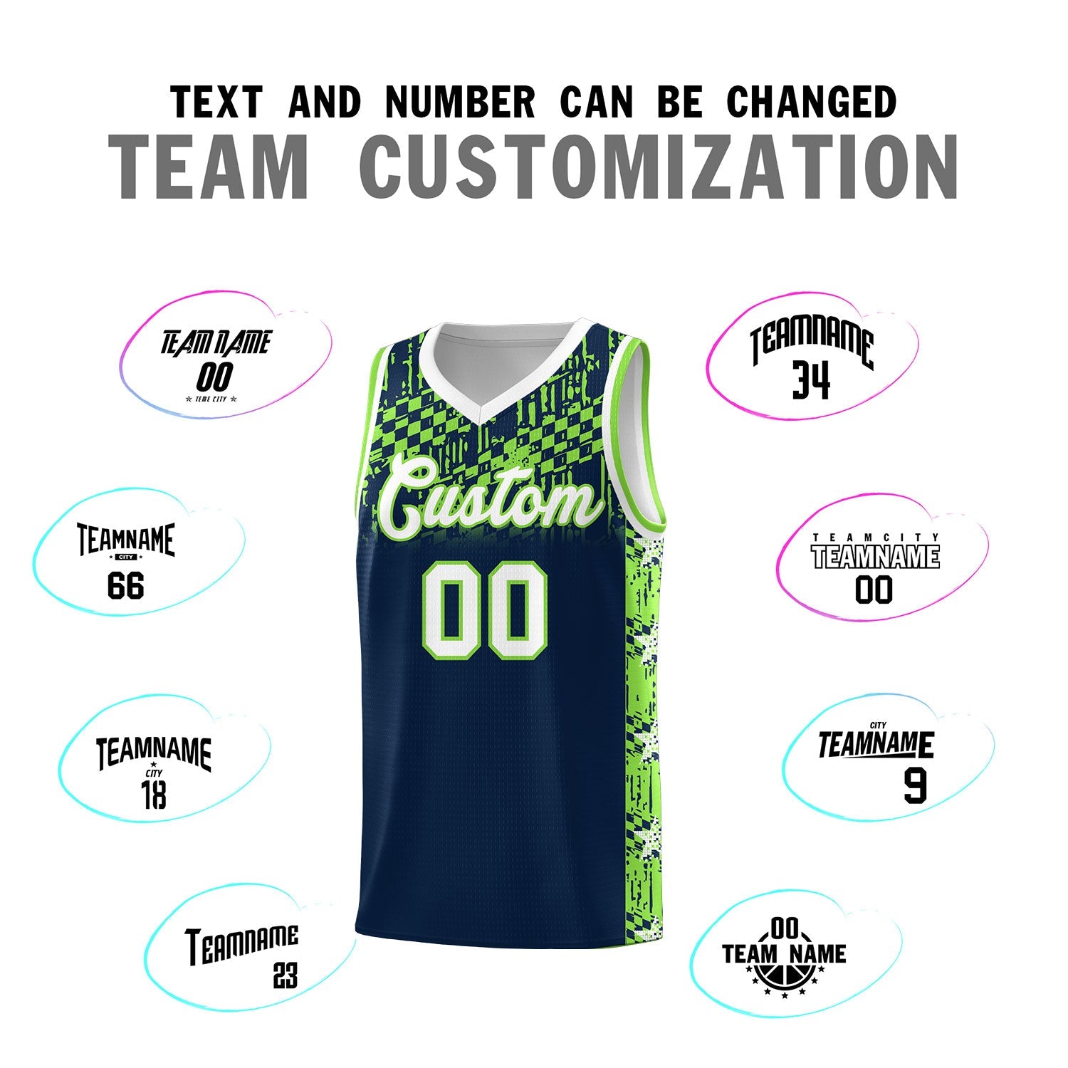 Custom Navy Mosaic Stars Pattern Sports Uniform Basketball Jersey