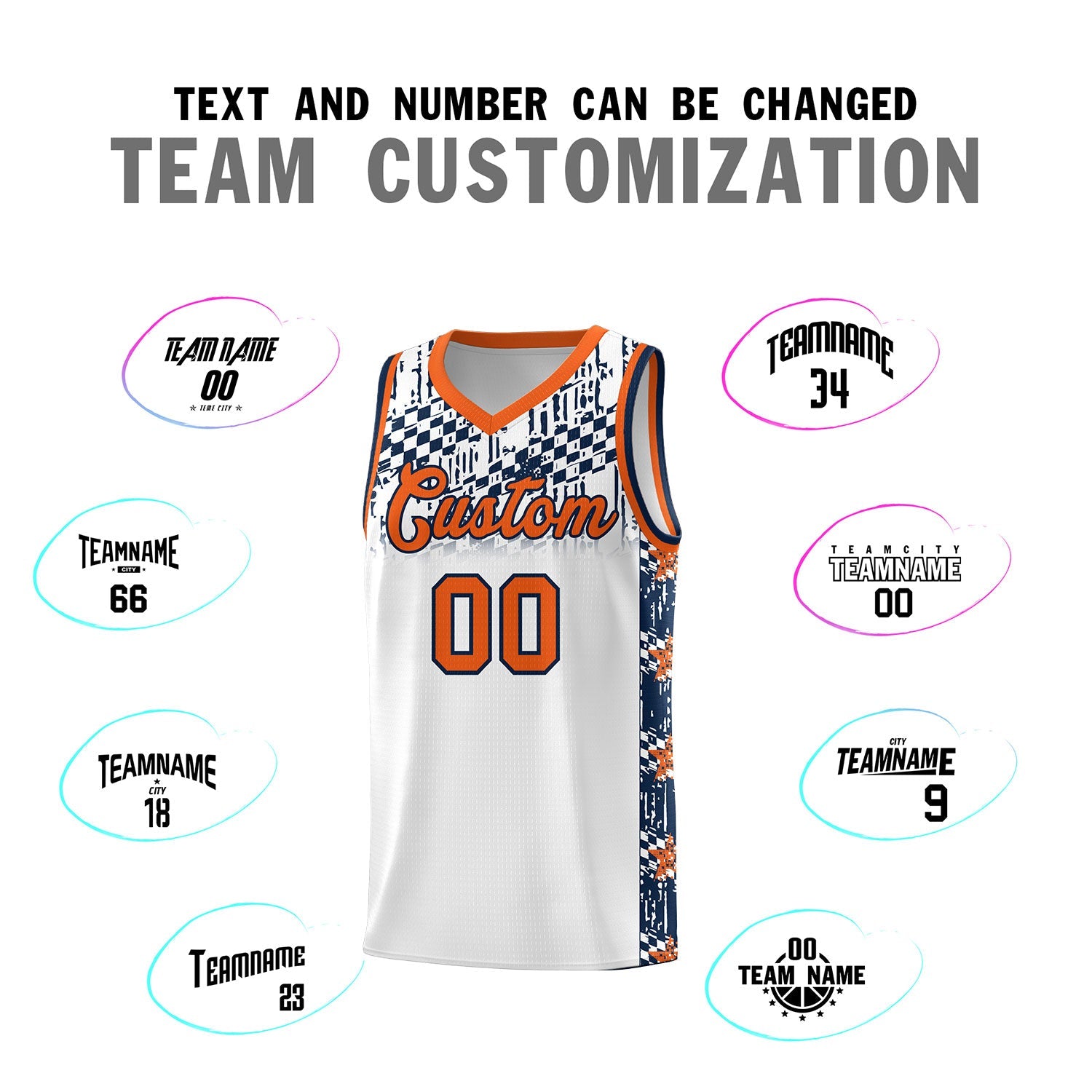 Custom White Mosaic Stars Pattern Sports Uniform Basketball Jersey