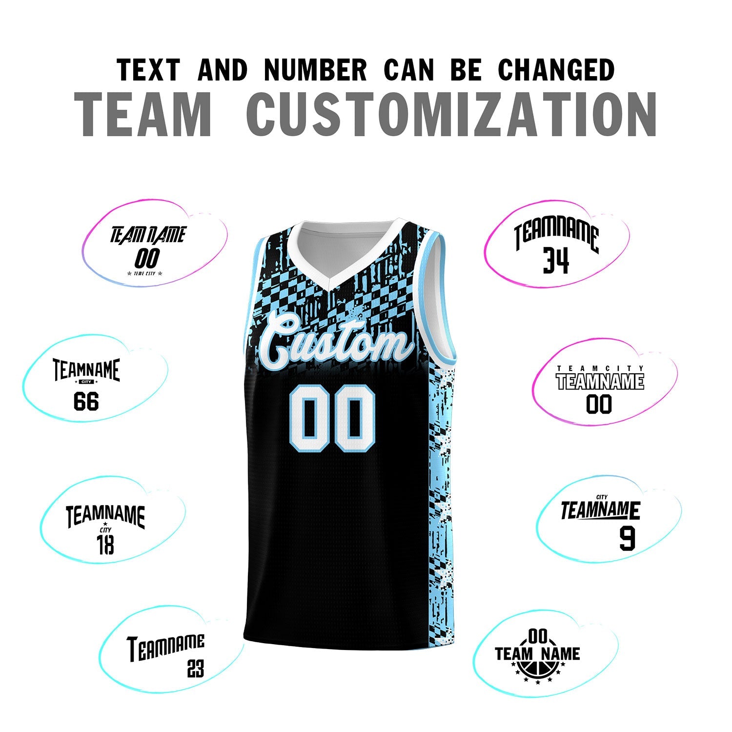 Custom Black Mosaic Stars Pattern Sports Uniform Basketball Jersey