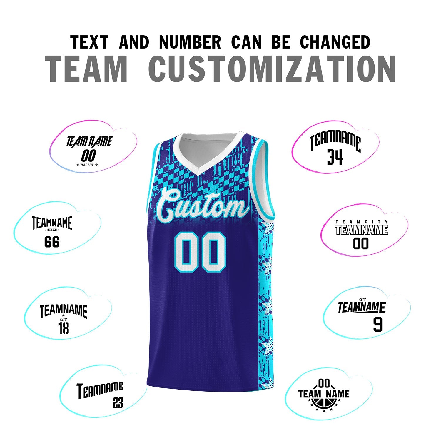 Custom Royal Mosaic Stars Pattern Sports Uniform Basketball Jersey
