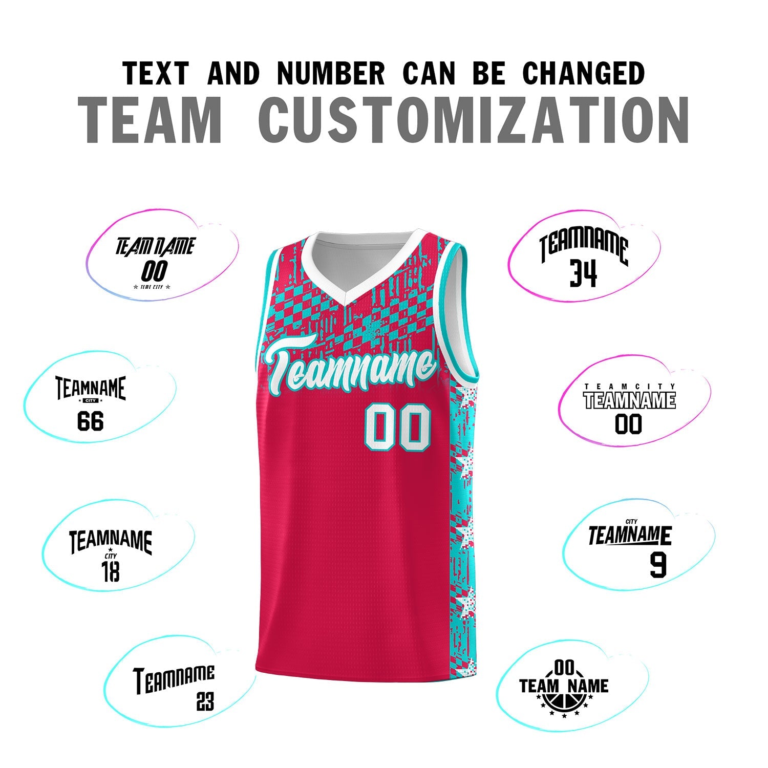 Custom Red Mosaic Stars Pattern Sports Uniform Basketball Jersey