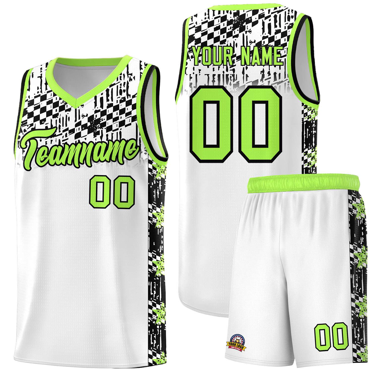 Custom White Mosaic Stars Pattern Sports Uniform Basketball Jersey