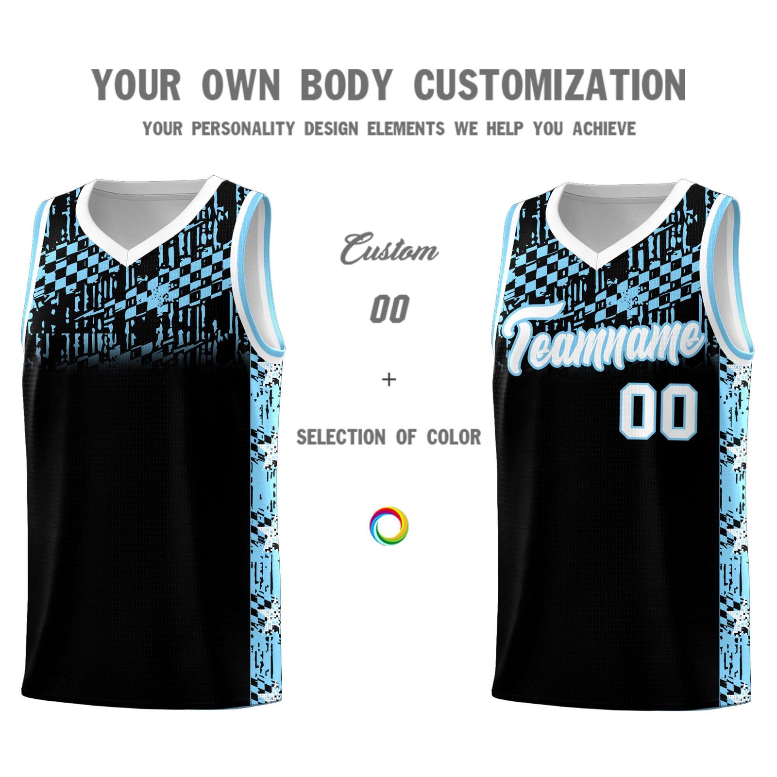 Custom Black Mosaic Stars Pattern Sports Uniform Basketball Jersey