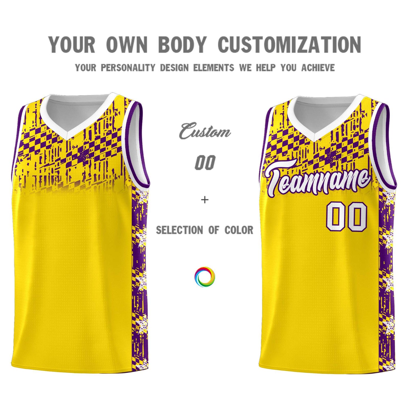 Custom Gold Mosaic Stars Pattern Sports Uniform Basketball Jersey