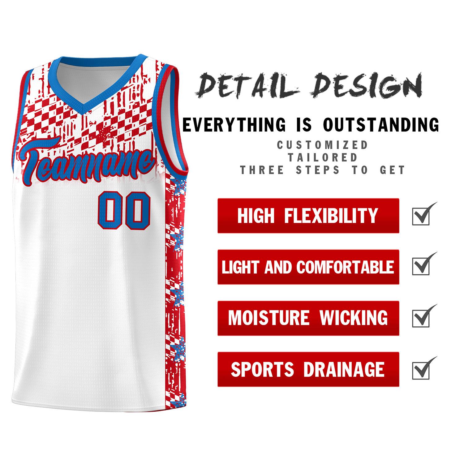 Custom White Mosaic Stars Pattern Sports Uniform Basketball Jersey