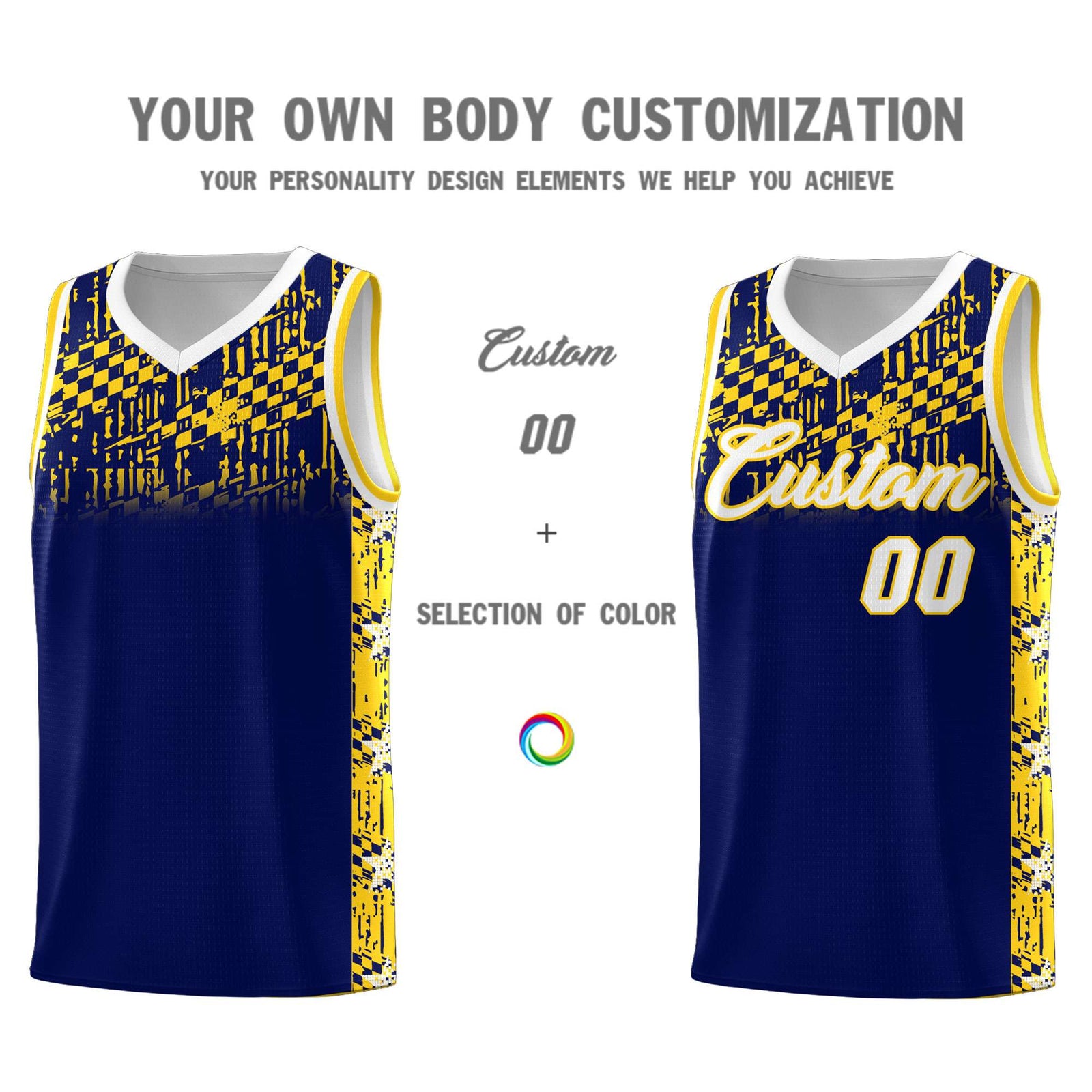 Custom Navy Mosaic Stars Pattern Sports Uniform Basketball Jersey