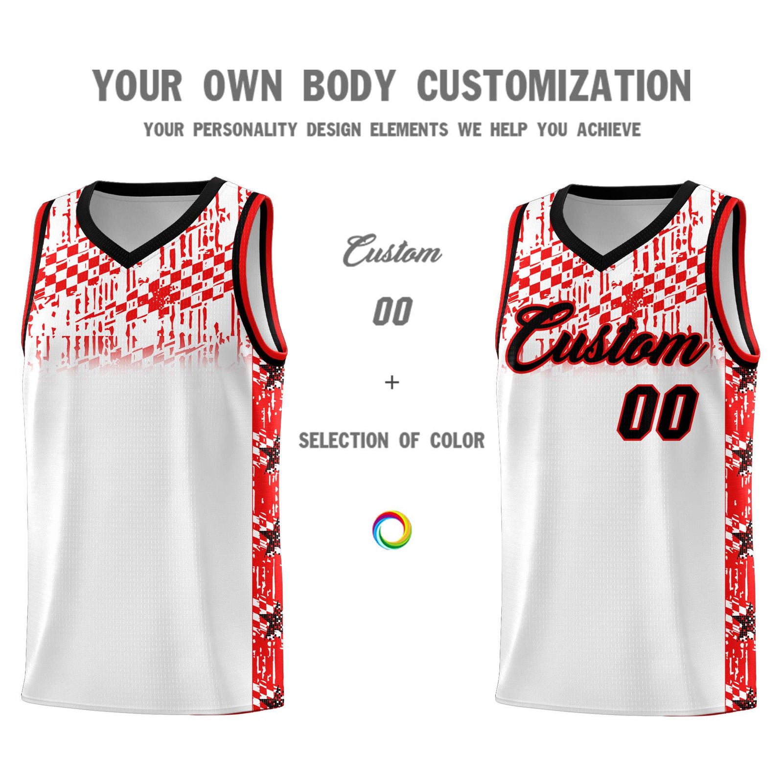 Custom White Mosaic Stars Pattern Sports Uniform Basketball Jersey