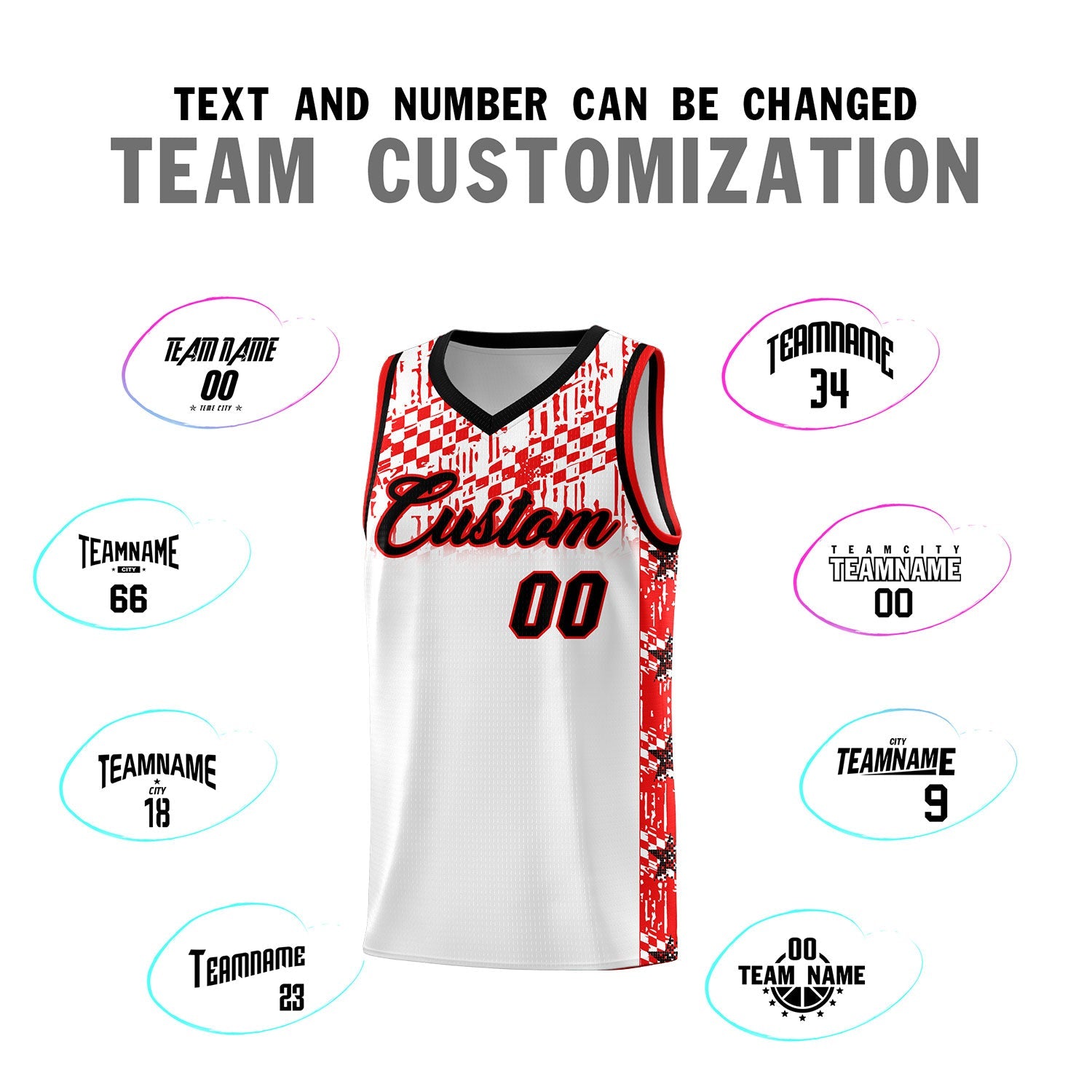 Custom White Mosaic Stars Pattern Sports Uniform Basketball Jersey