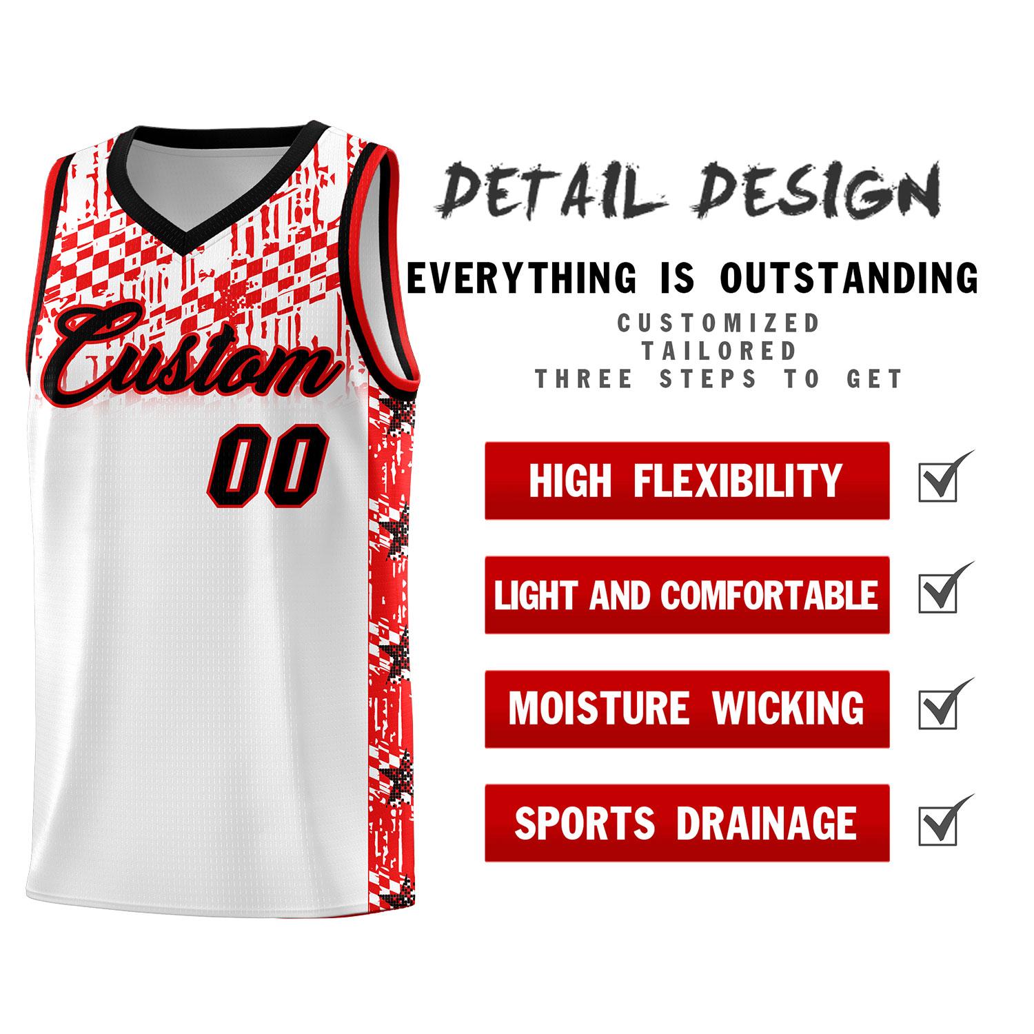 Custom White Mosaic Stars Pattern Sports Uniform Basketball Jersey