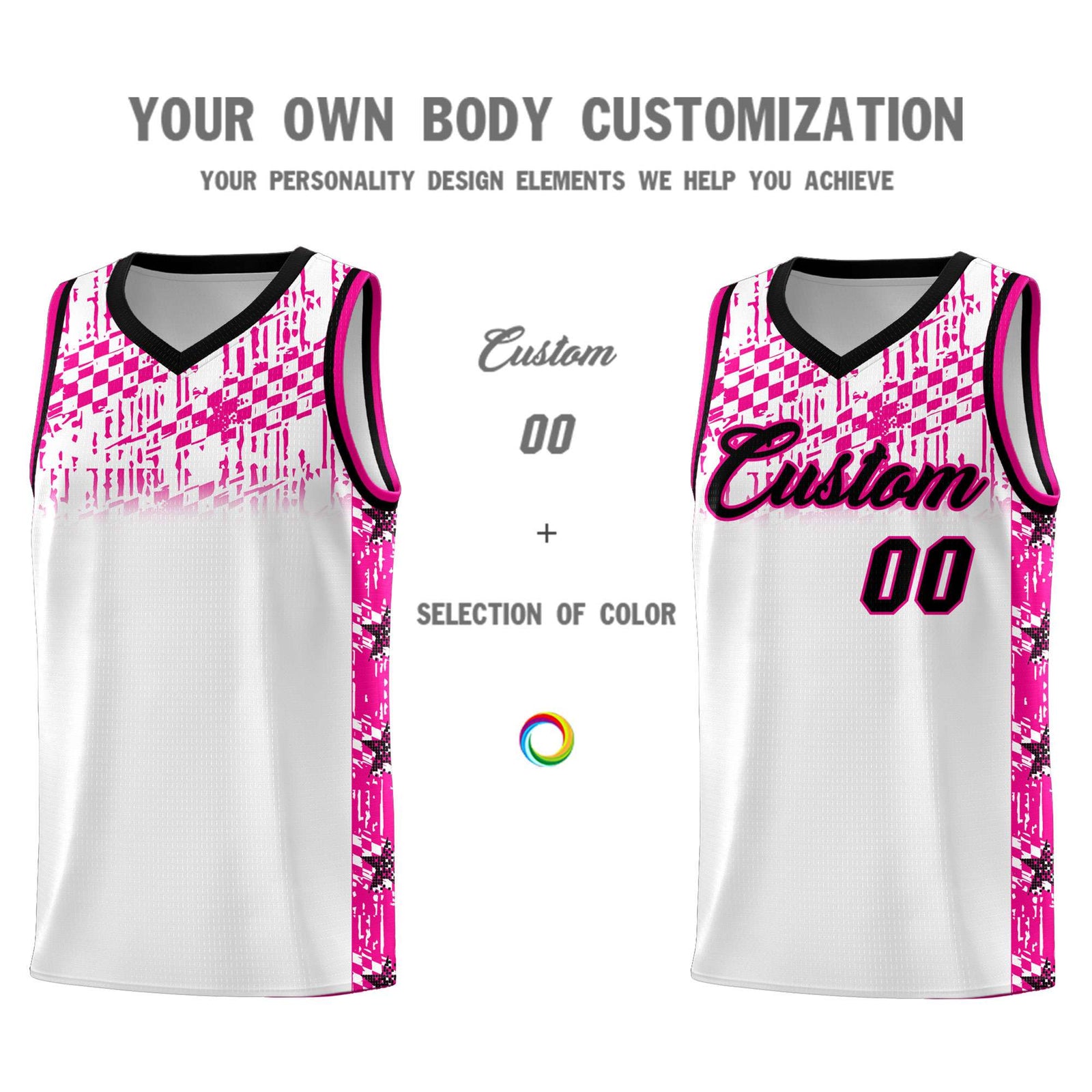 Custom White Mosaic Stars Pattern Sports Uniform Basketball Jersey