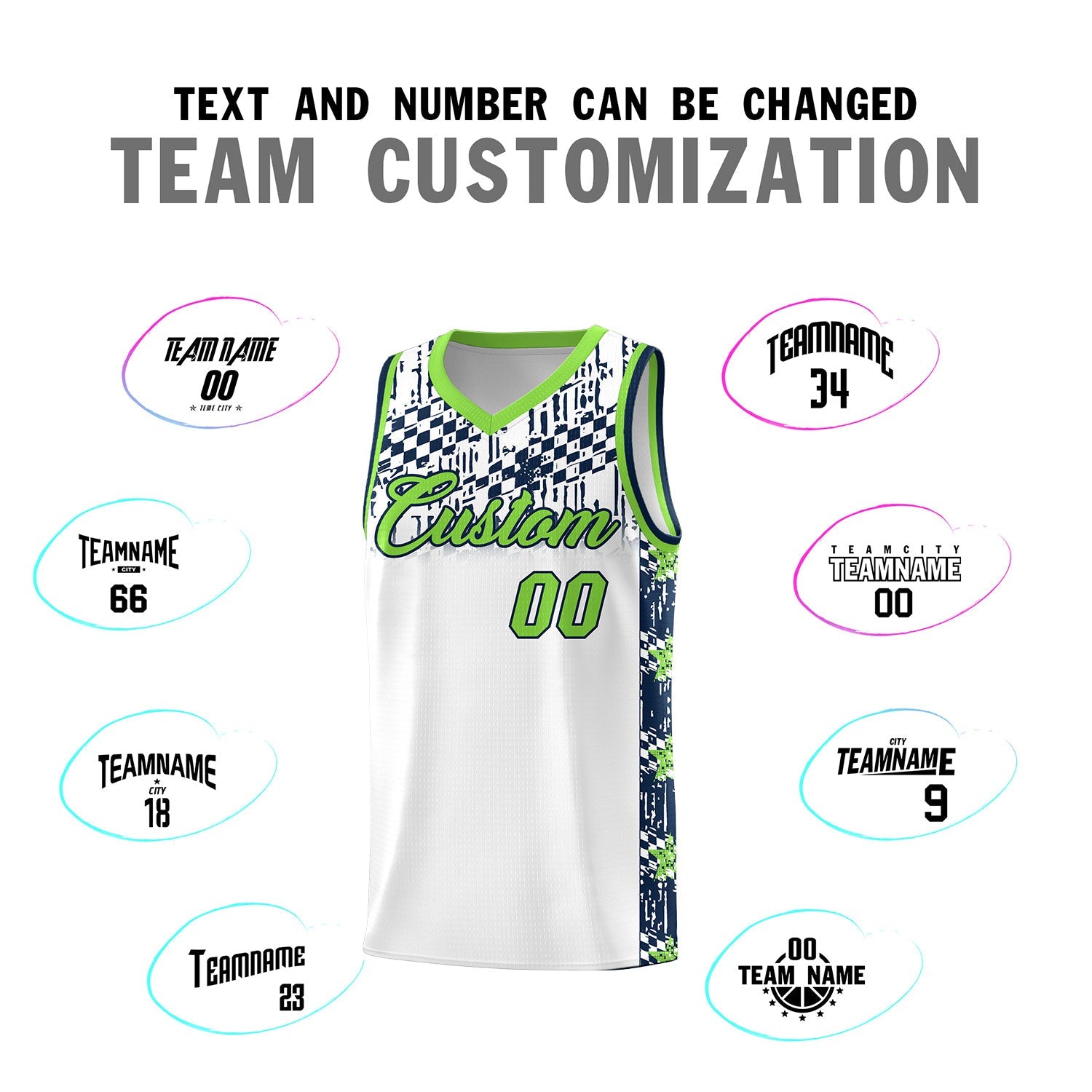 Custom White Mosaic Stars Pattern Sports Uniform Basketball Jersey