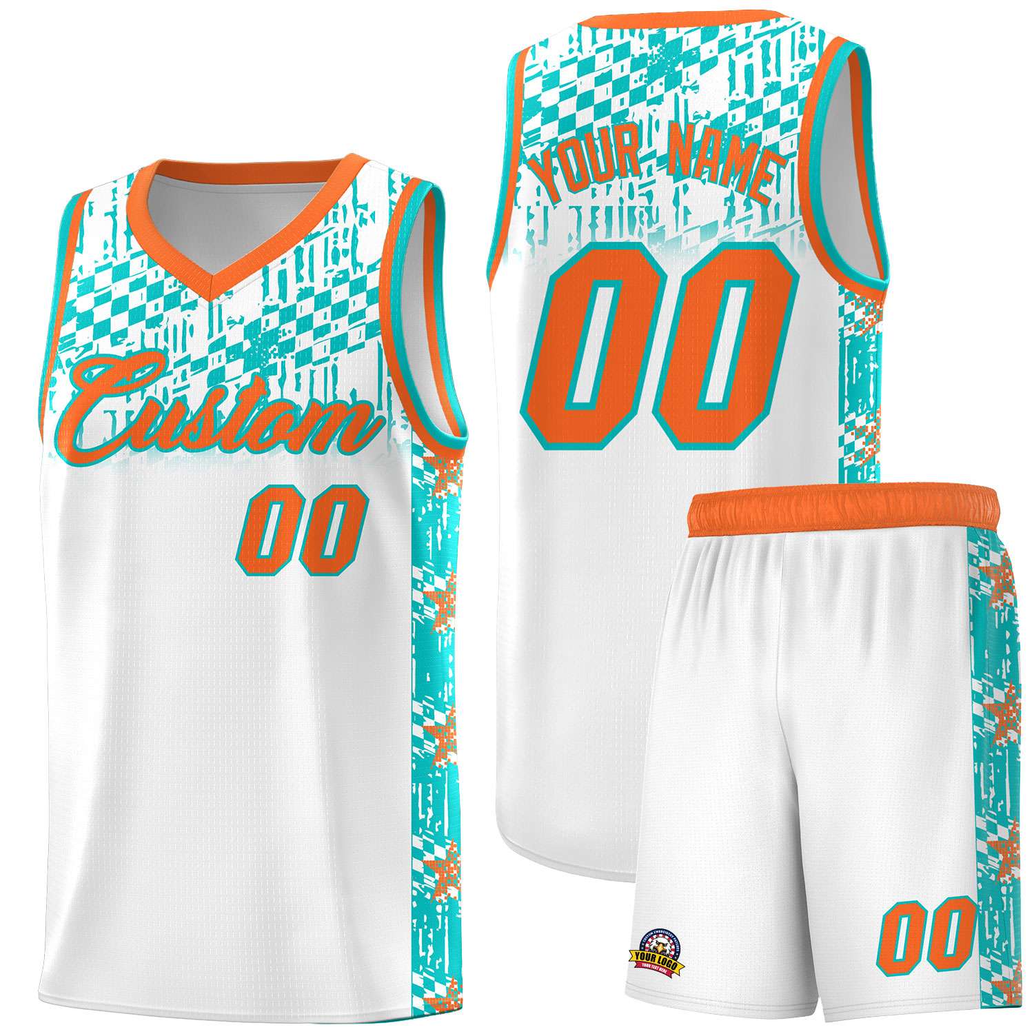 Custom White Mosaic Stars Pattern Sports Uniform Basketball Jersey
