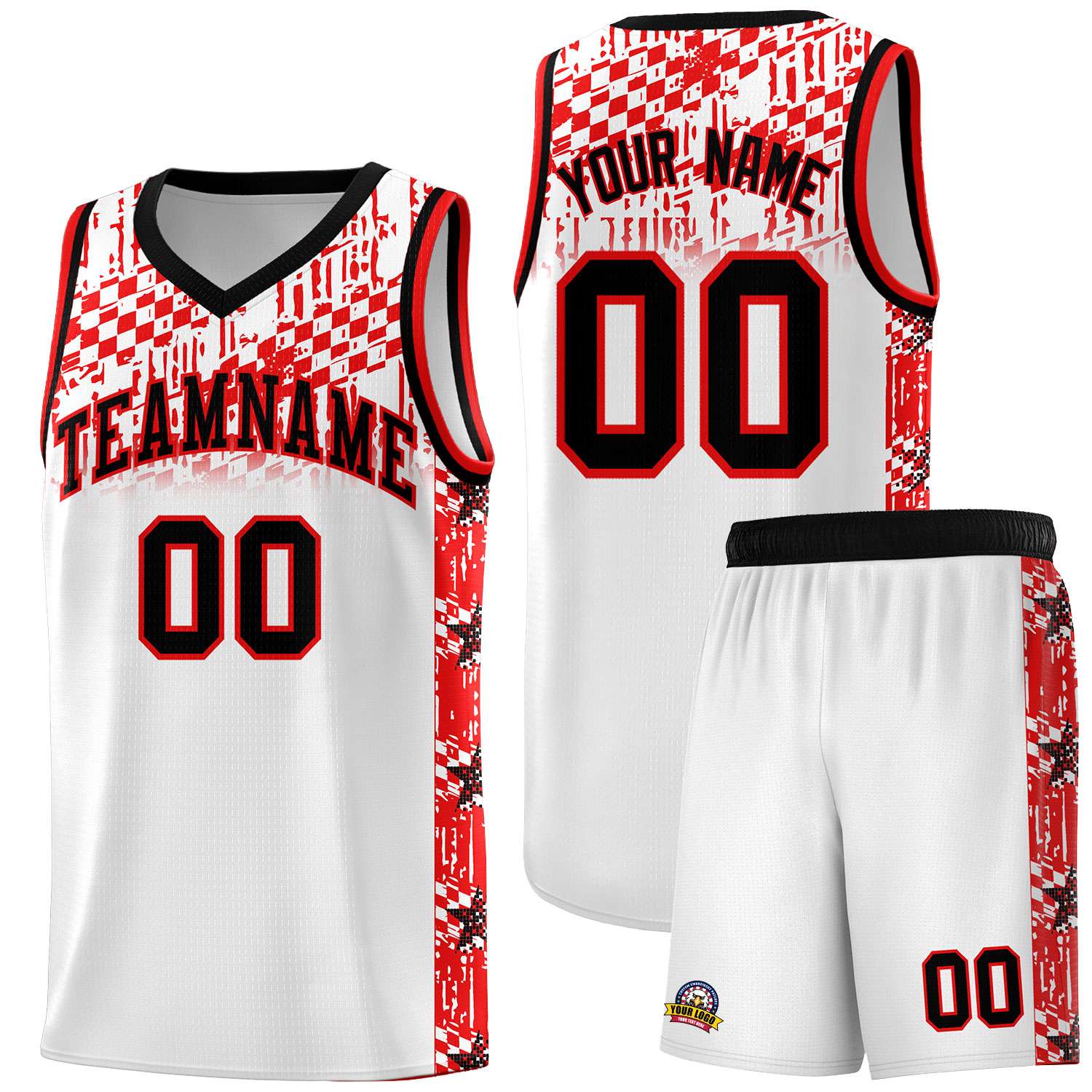 Custom White Mosaic Stars Pattern Sports Uniform Basketball Jersey