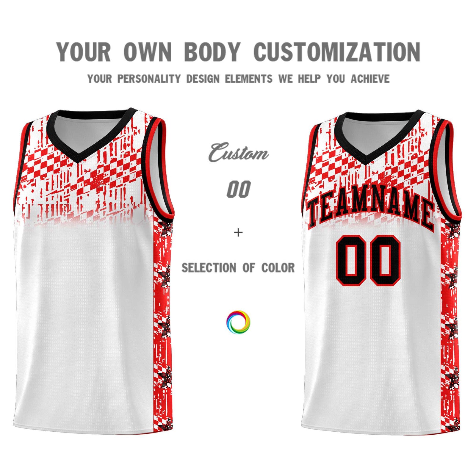 Custom White Mosaic Stars Pattern Sports Uniform Basketball Jersey