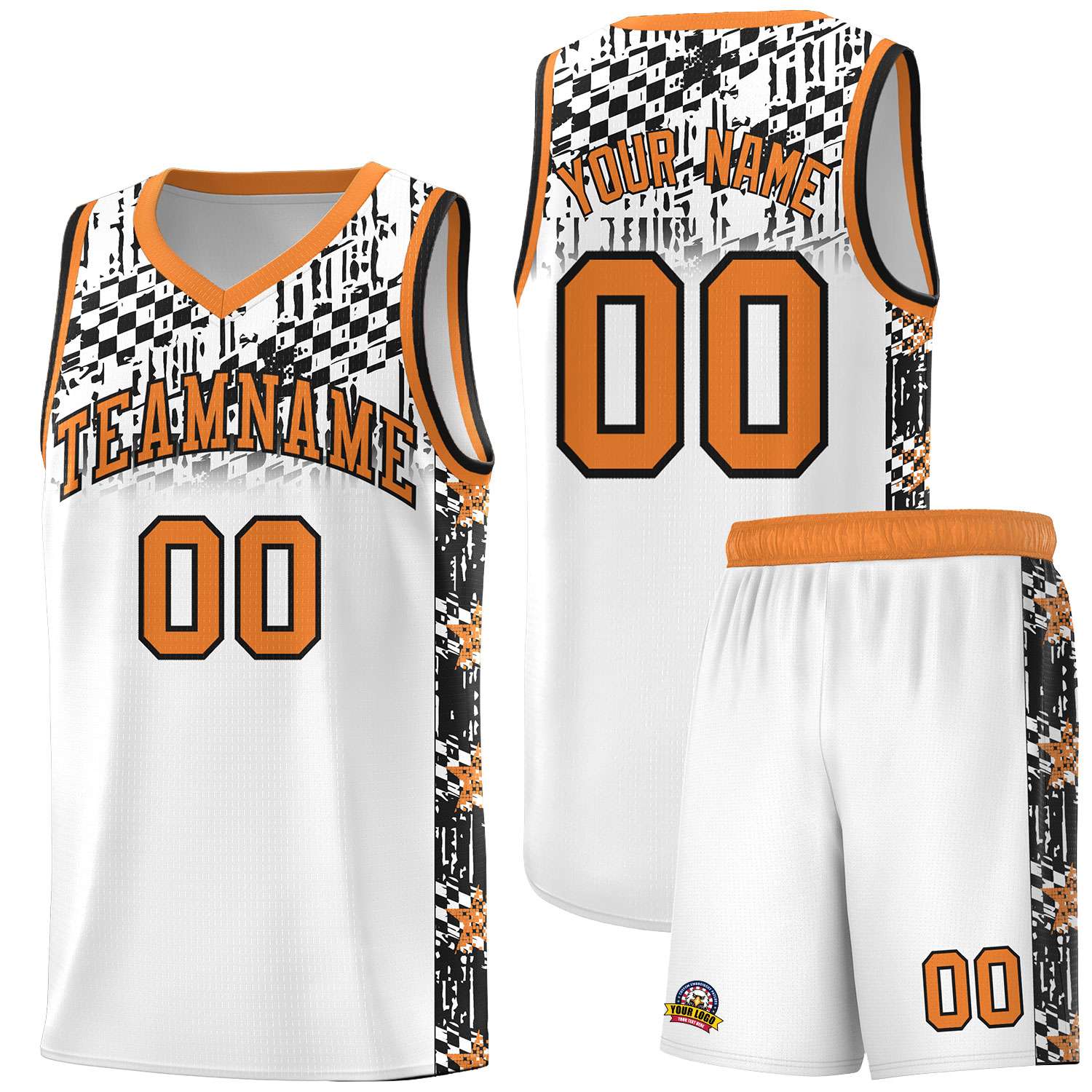 Custom White Mosaic Stars Pattern Sports Uniform Basketball Jersey