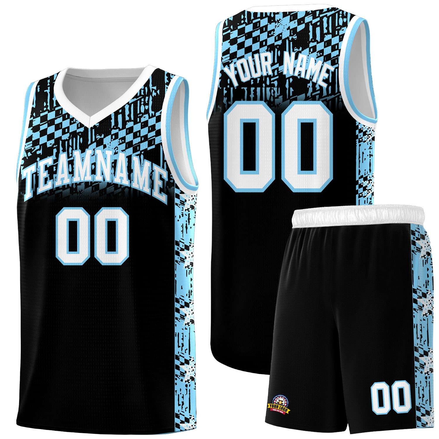Custom Black Mosaic Stars Pattern Sports Uniform Basketball Jersey