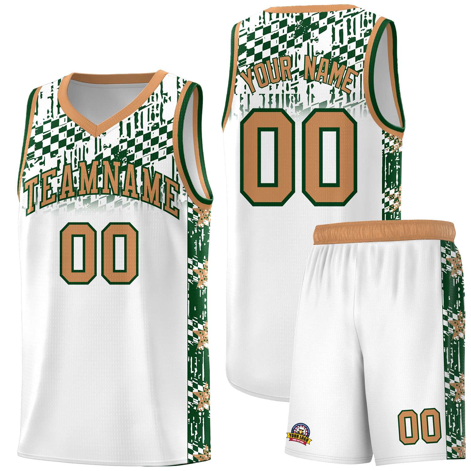 Custom White Mosaic Stars Pattern Sports Uniform Basketball Jersey