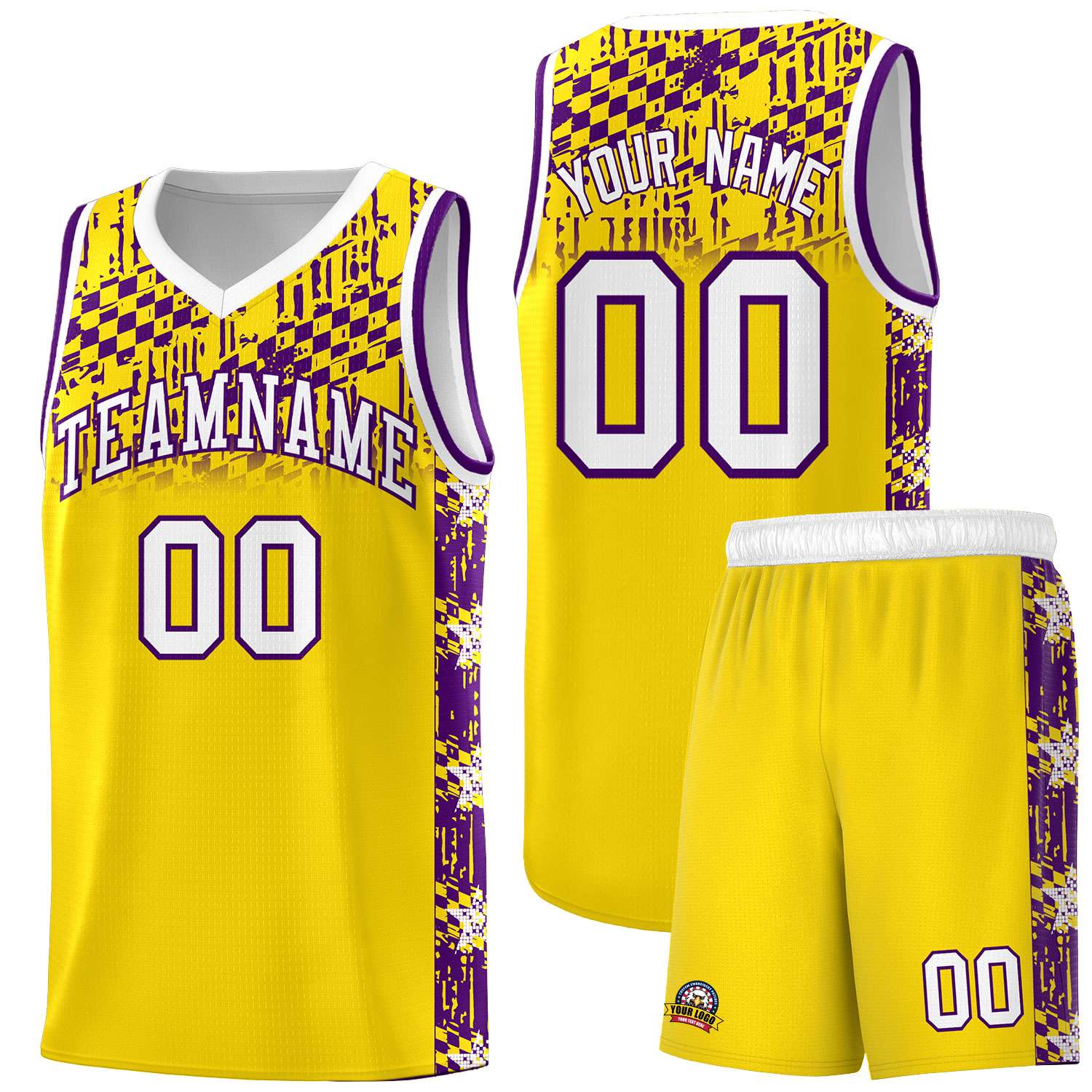 Custom Gold Mosaic Stars Pattern Sports Uniform Basketball Jersey